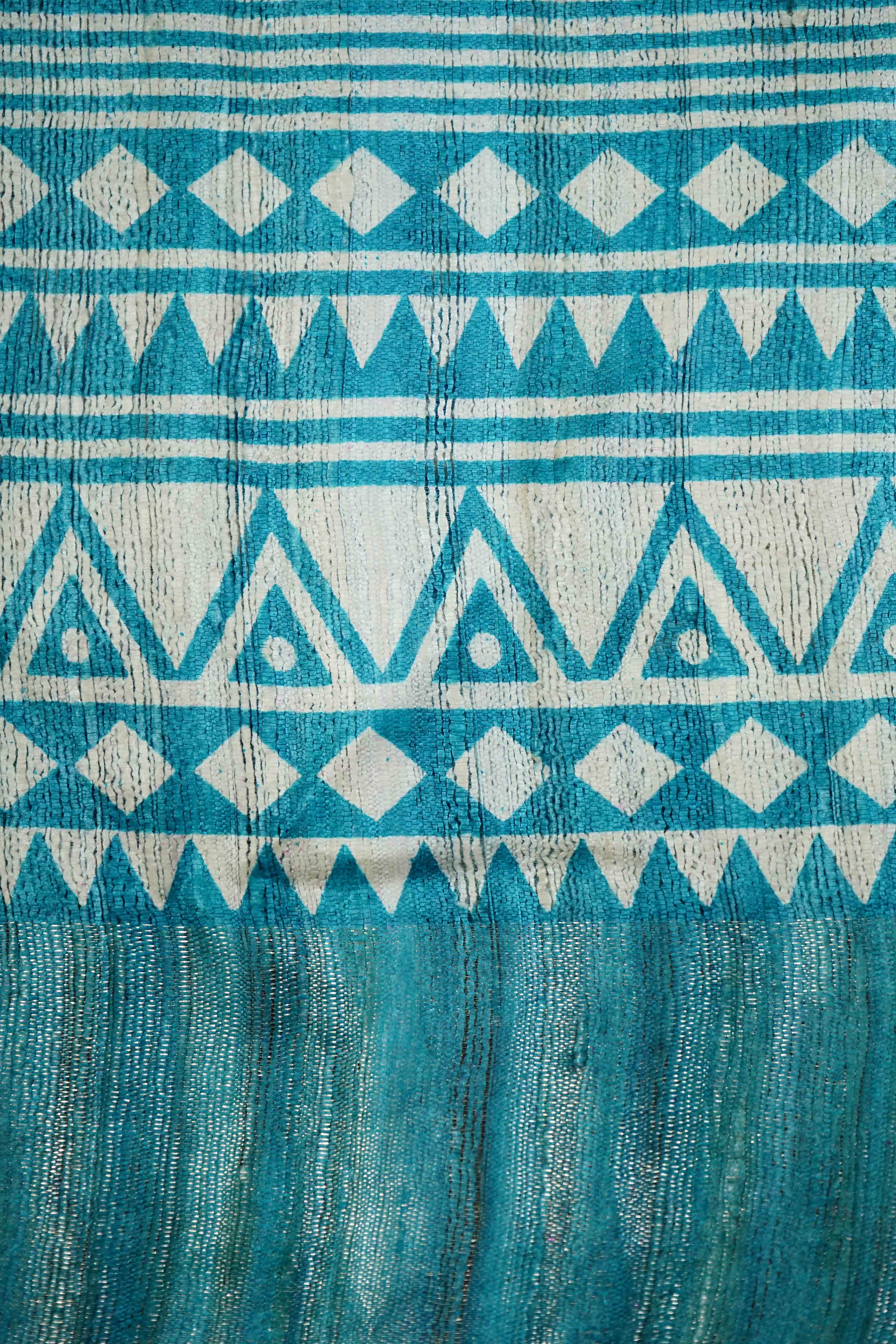 GREENISH BLUE GHICHA TUSSAR SILK SAREE - Queens Jewel Emporium