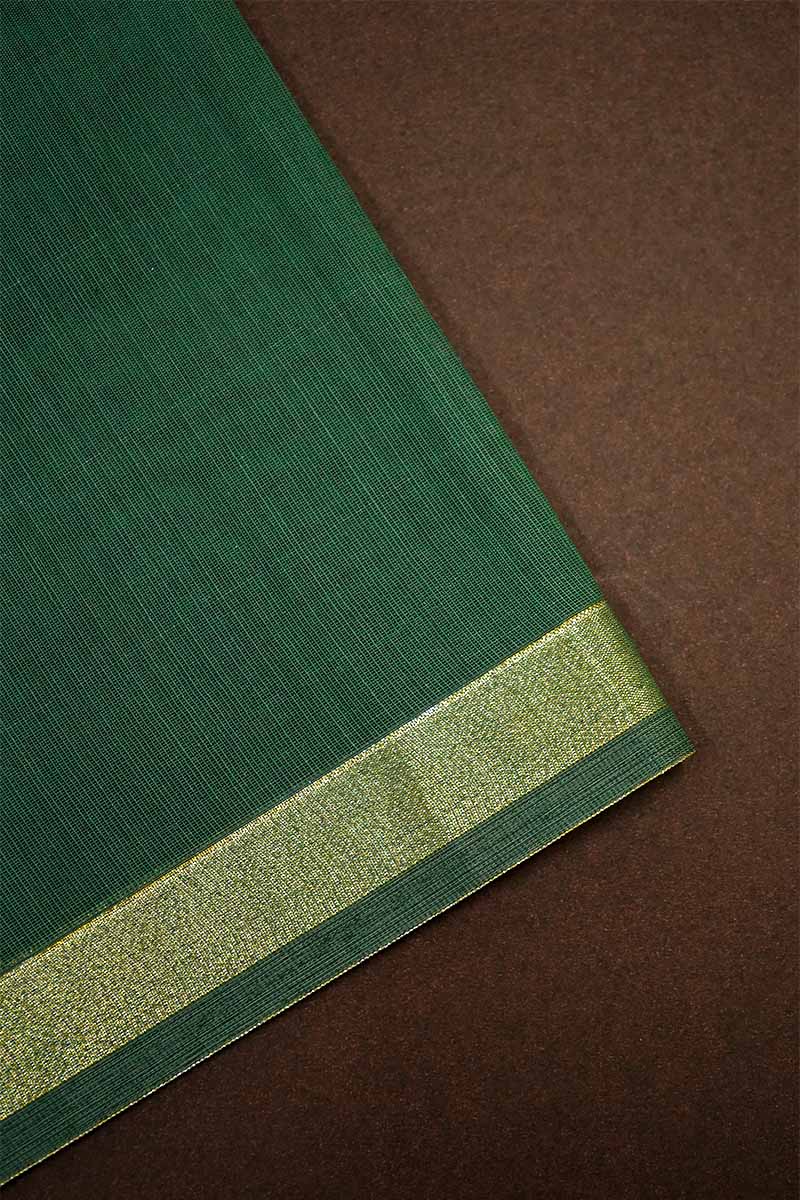 GREENISH GREY BROCADE SILK COTTON SAREE - Queens Jewel Emporium