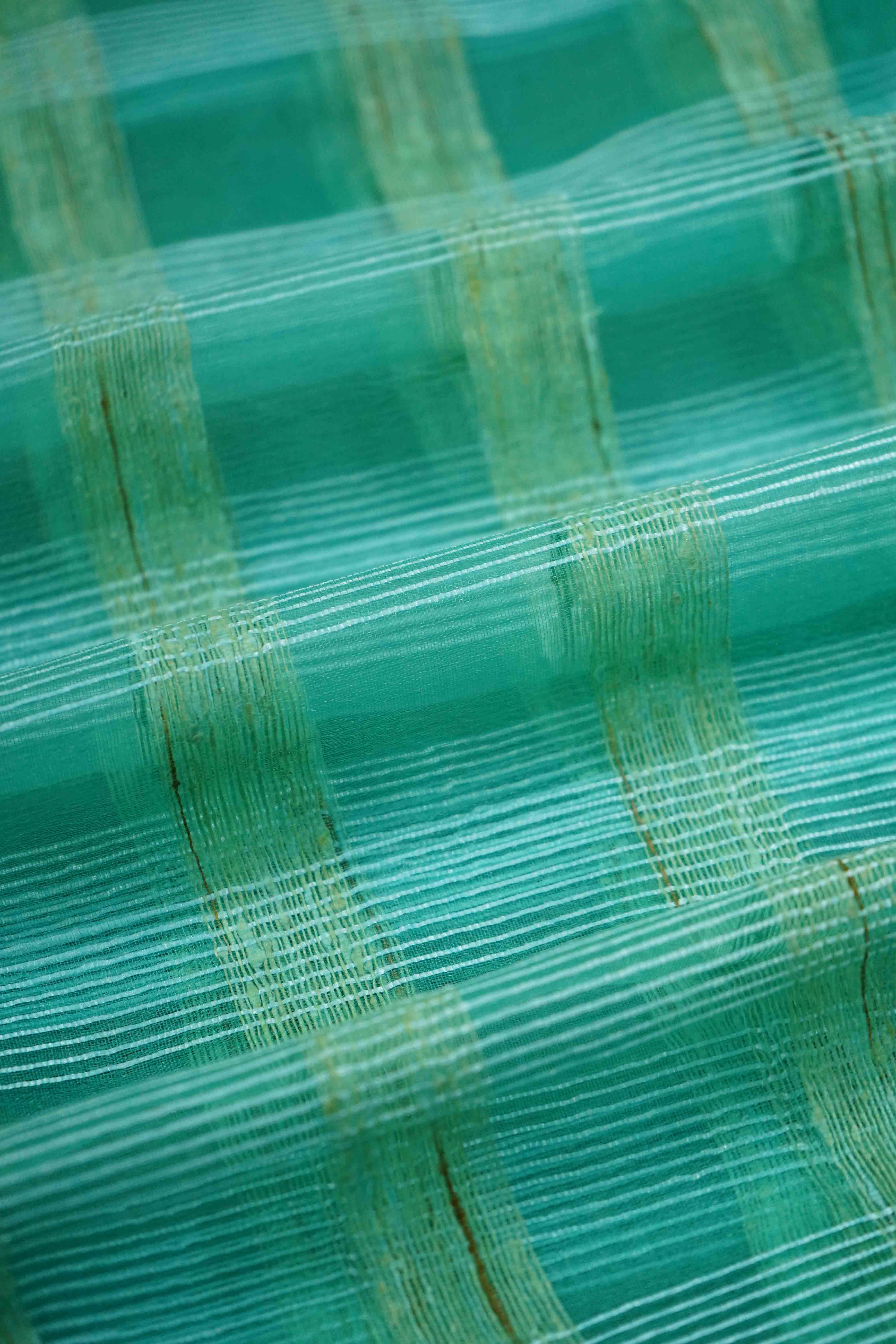 GREENY BLUE GHICHA ORAGANZA SAREE - Queens Jewel Emporium
