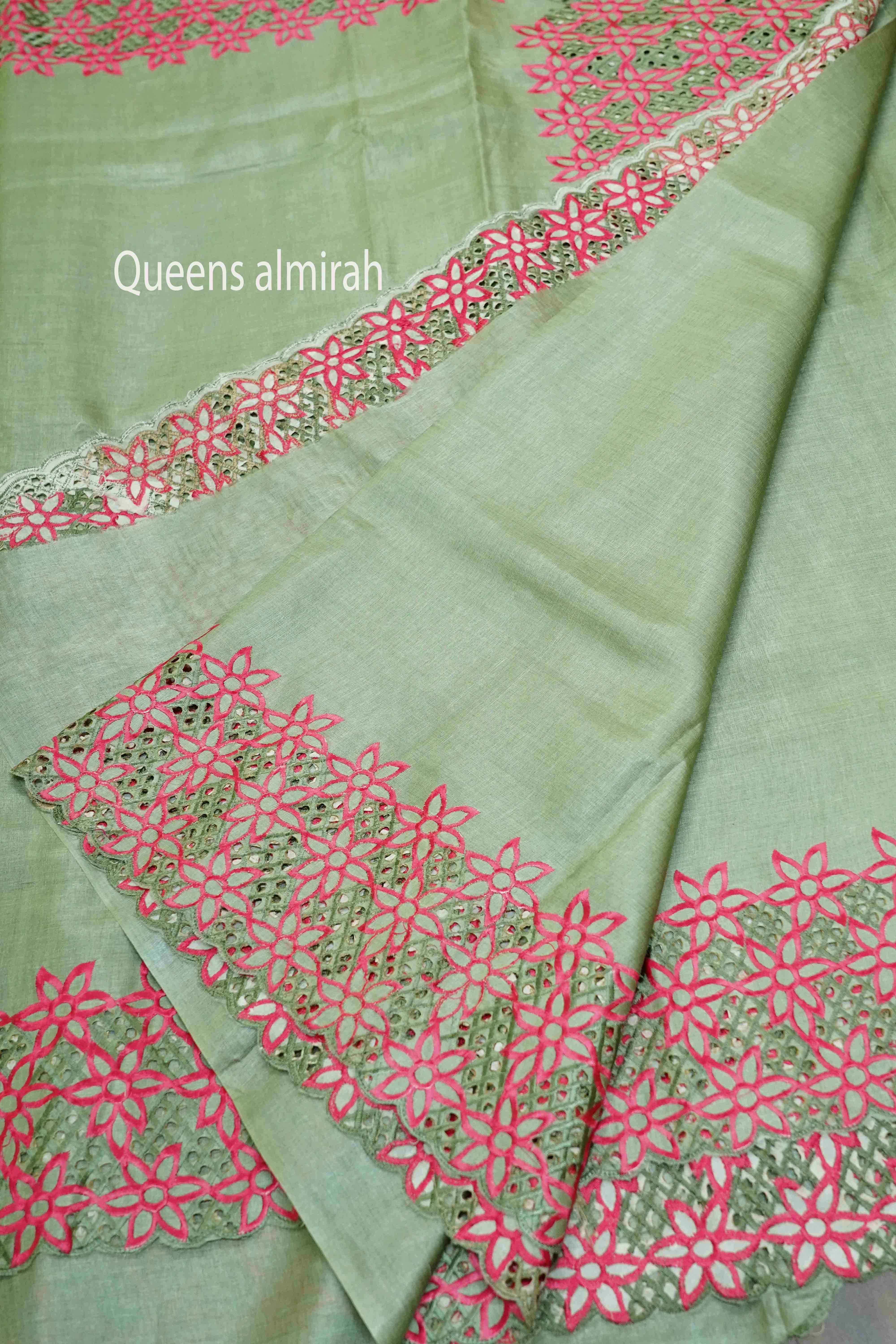 GREY GREEN  PURE TUSSAR SILK SAREE - Queens Jewel Emporium
