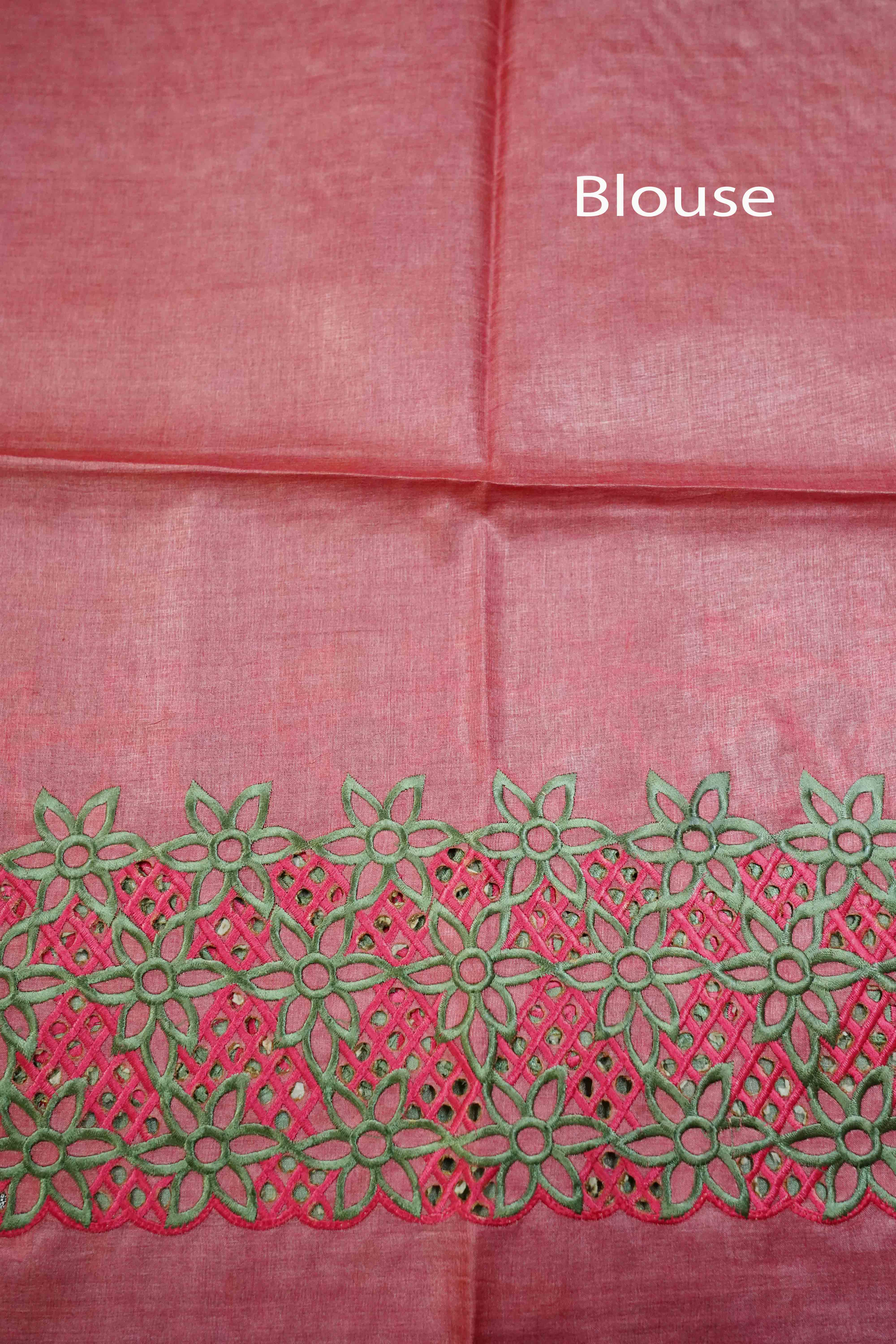 GREY GREEN  PURE TUSSAR SILK SAREE - Queens Jewel Emporium