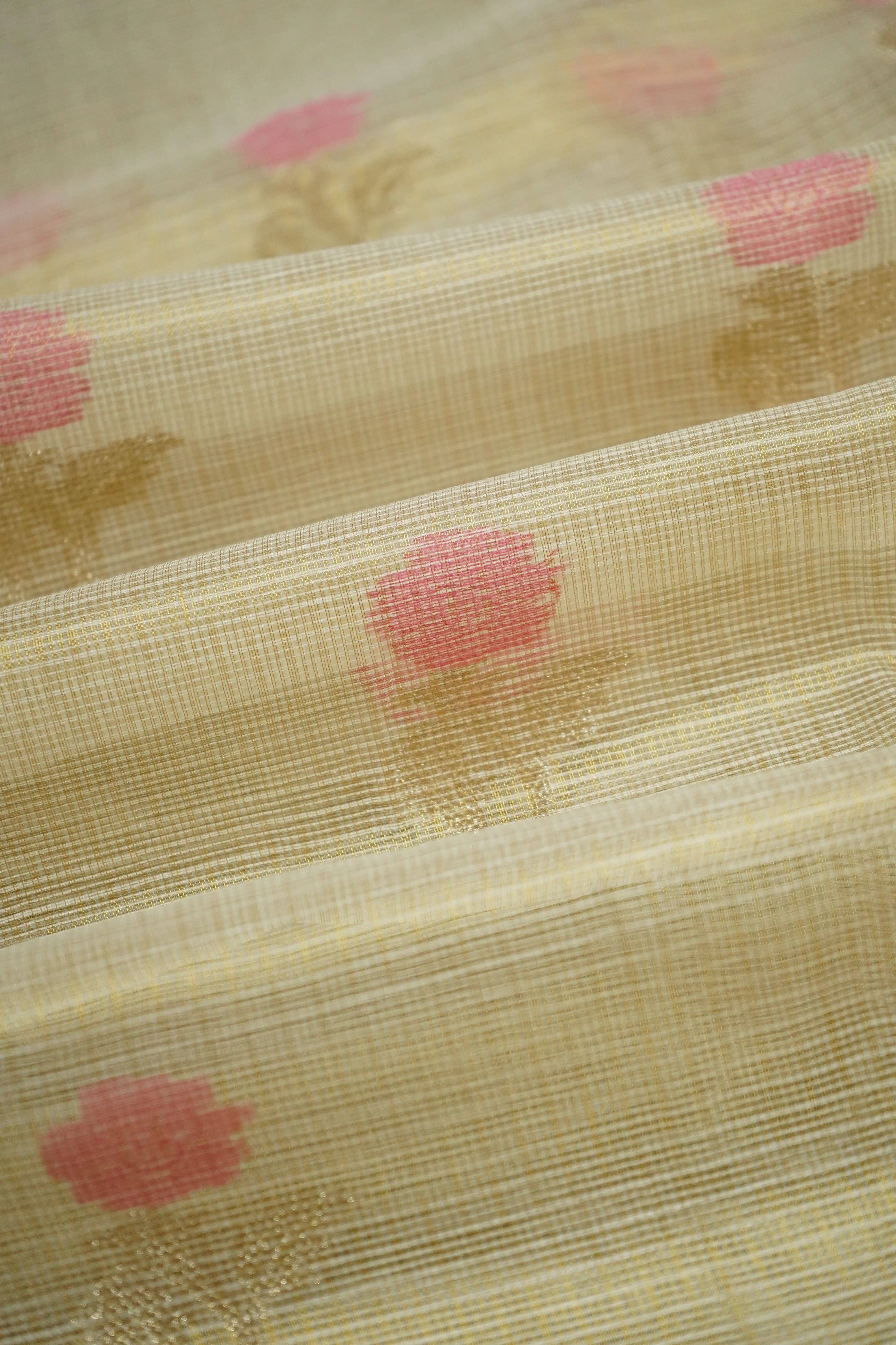 GREY OLIVE HALF PURE  KOTA SILK SAREE - Queens Jewel Emporium