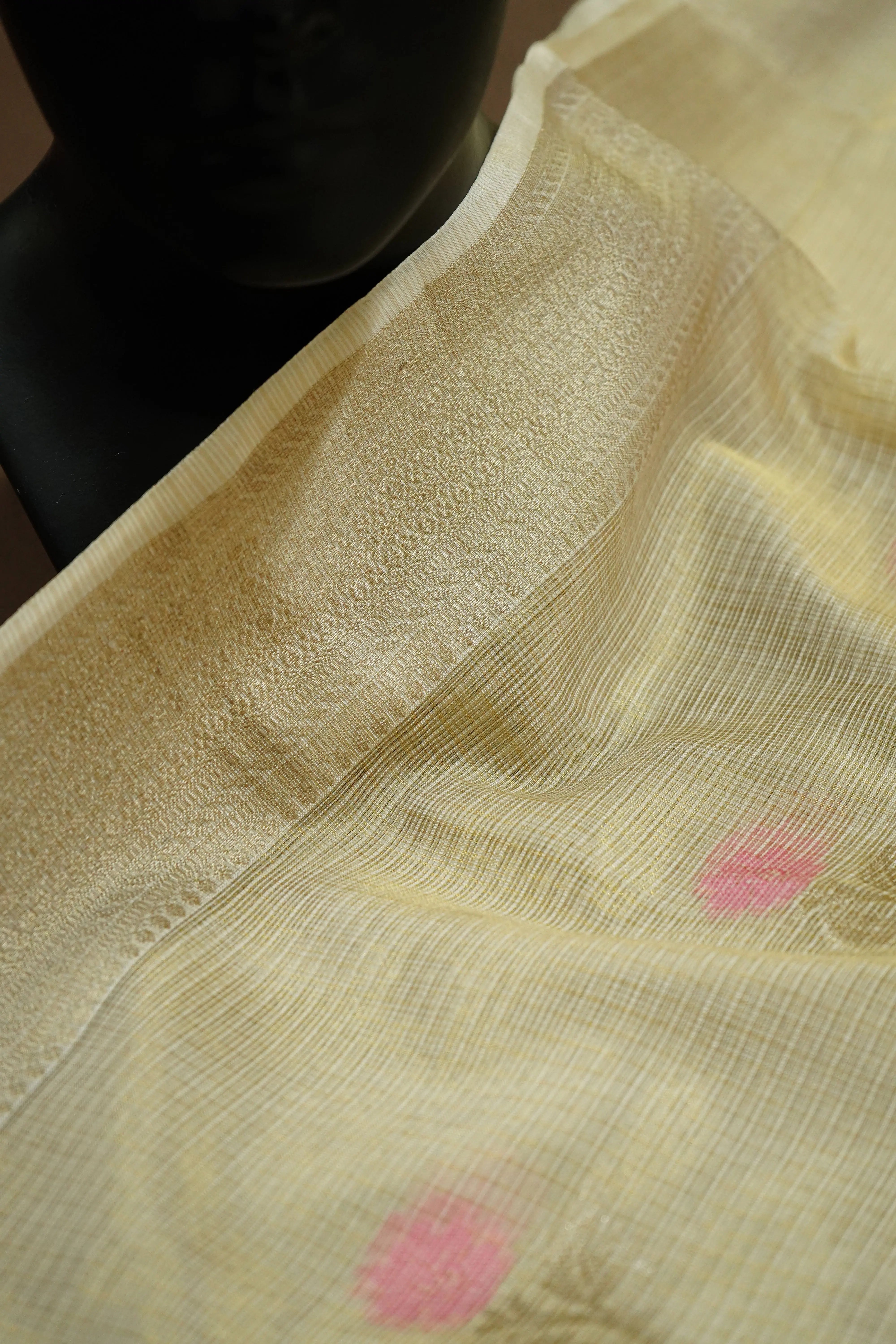 GREY OLIVE HALF PURE  KOTA SILK SAREE - Queens Jewel Emporium