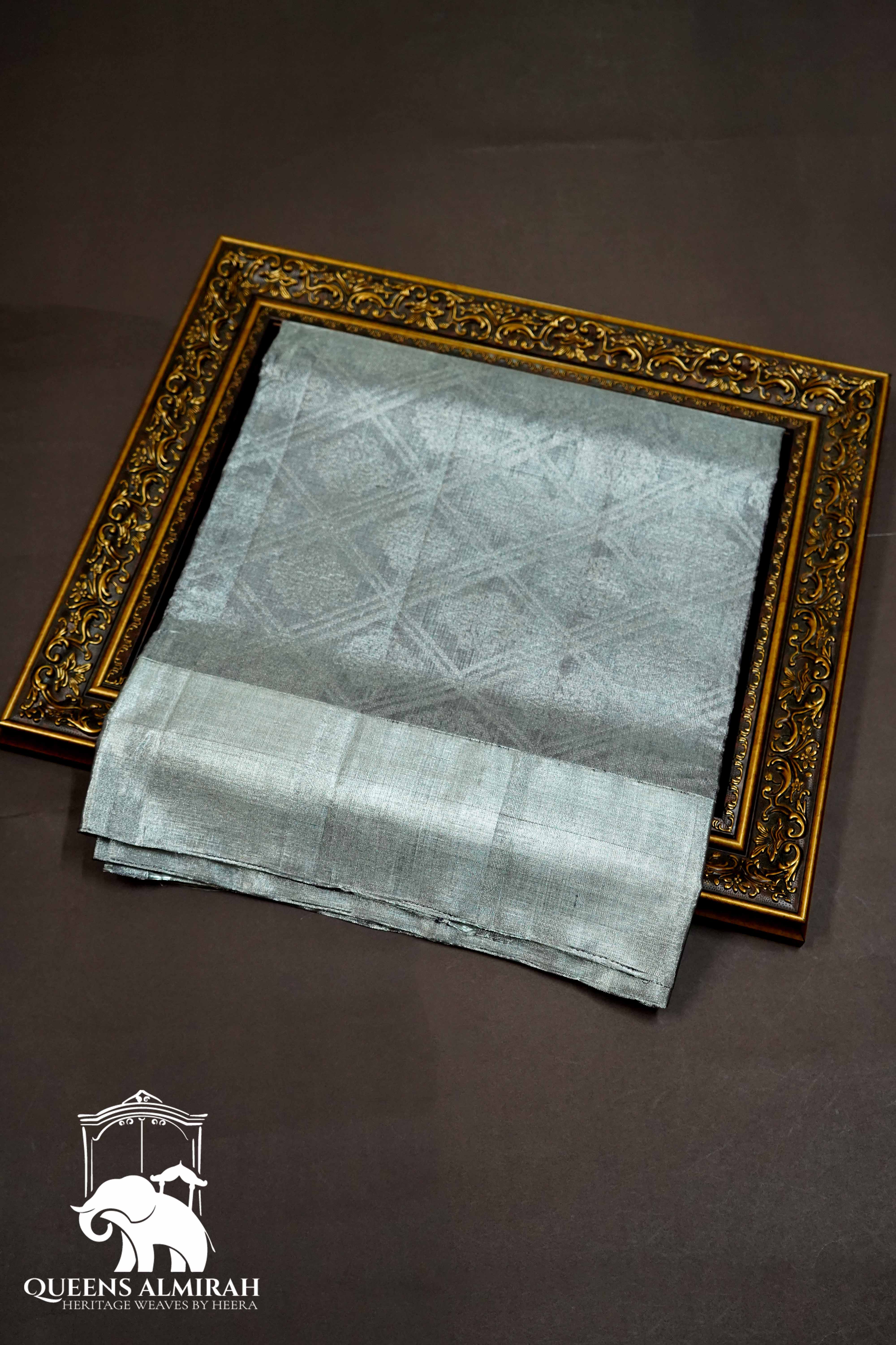GREY WITH TISSUE BORDER SOFT SILK SAREE - Queens Jewel Emporium