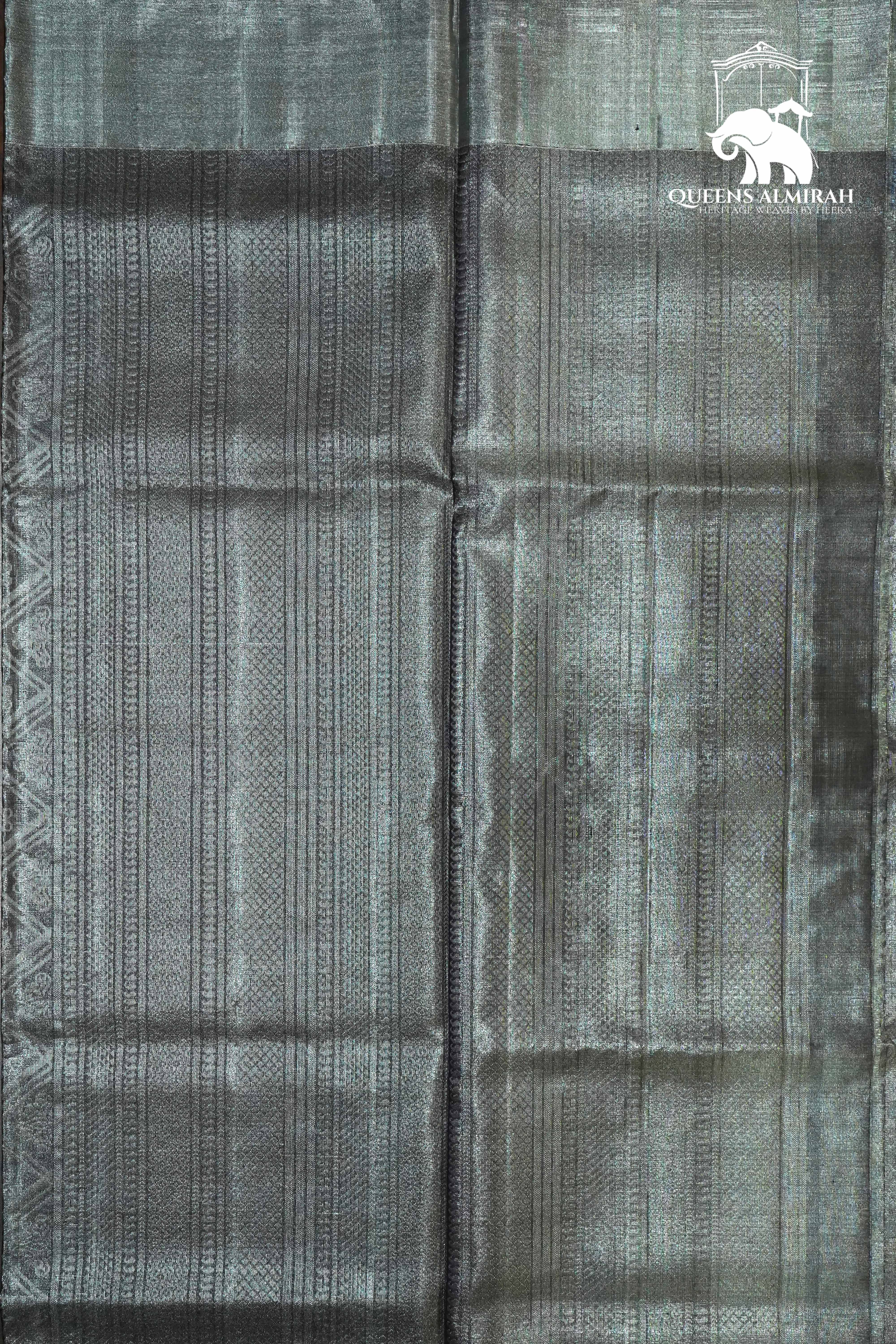 GREY WITH TISSUE BORDER SOFT SILK SAREE - Queens Jewel Emporium