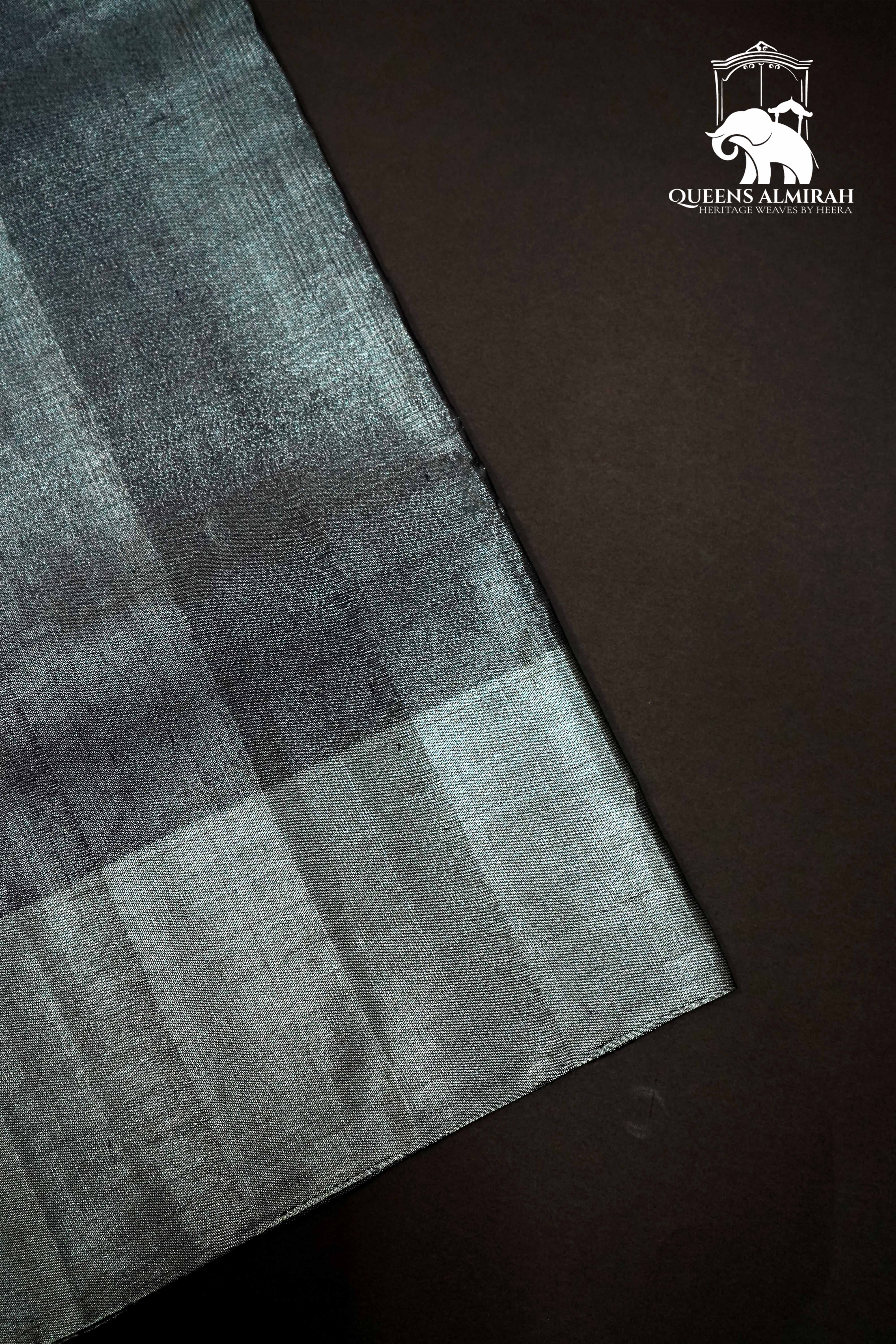 GREY WITH TISSUE BORDER SOFT SILK SAREE - Queens Jewel Emporium