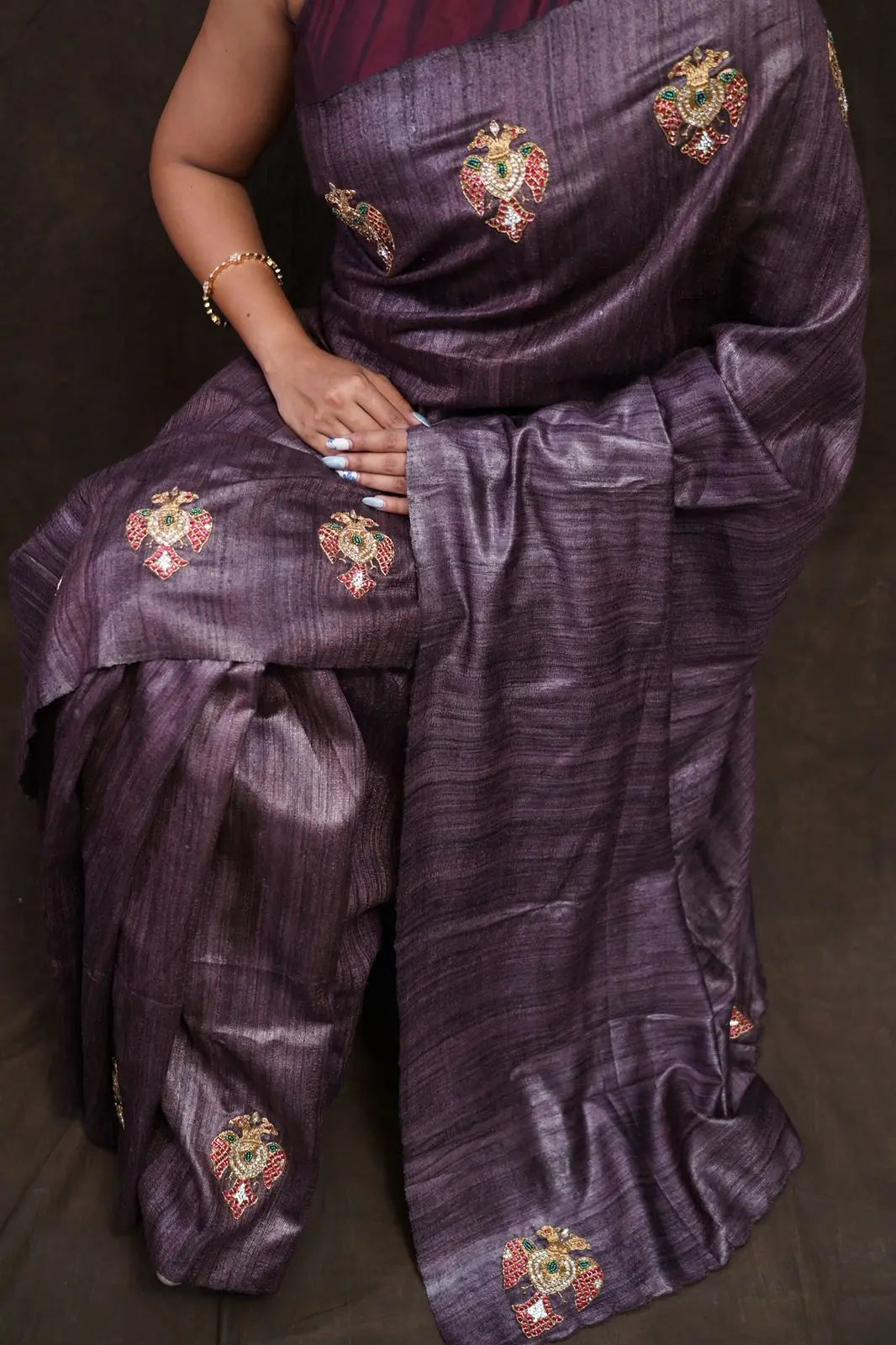 Ganda Berunda Pure Tussar Silk Saree QUEENS ALMIRAH