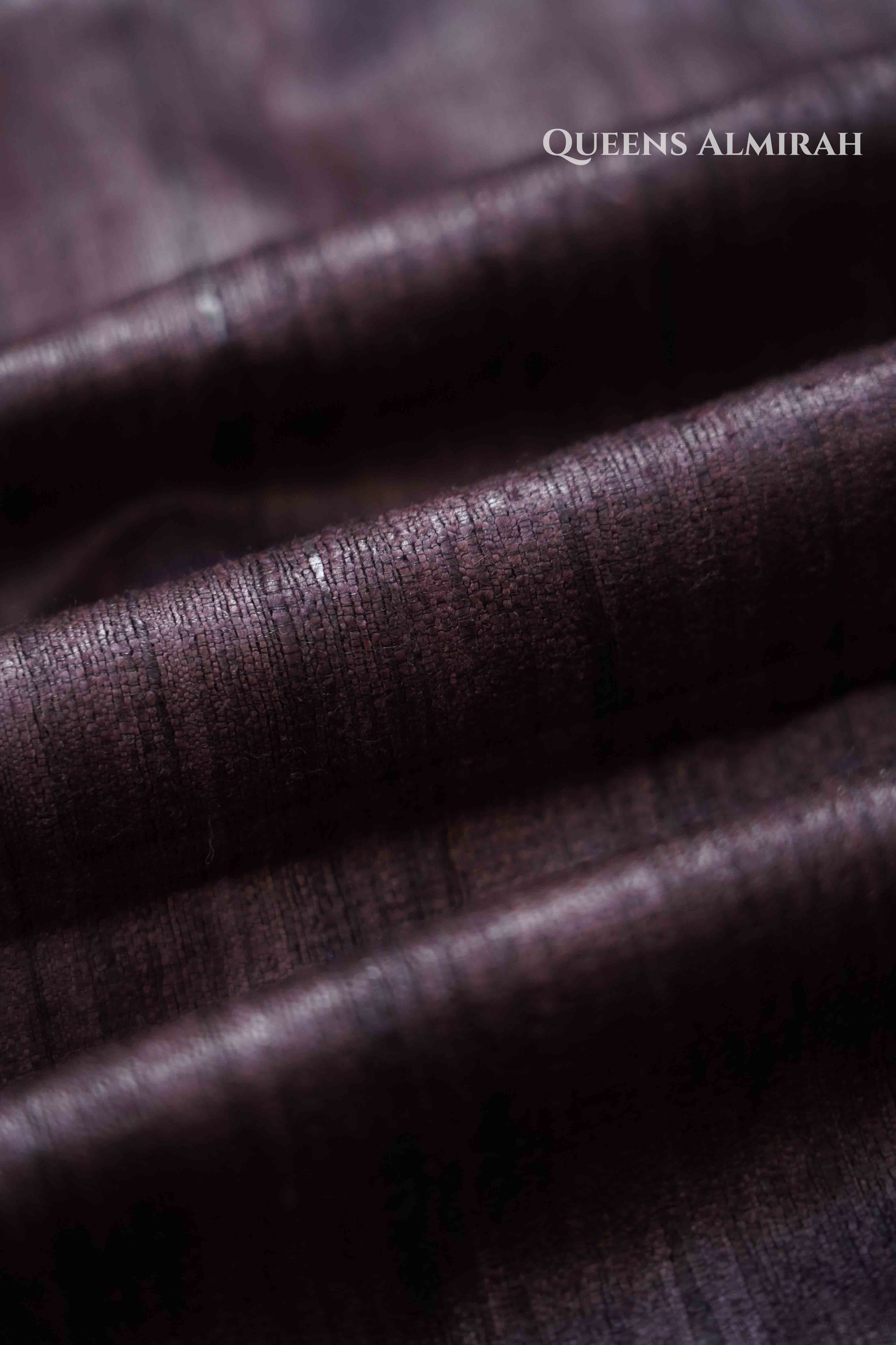 Grey Purple Pure Tussar Silk Saree - Queens Jewel Emporium