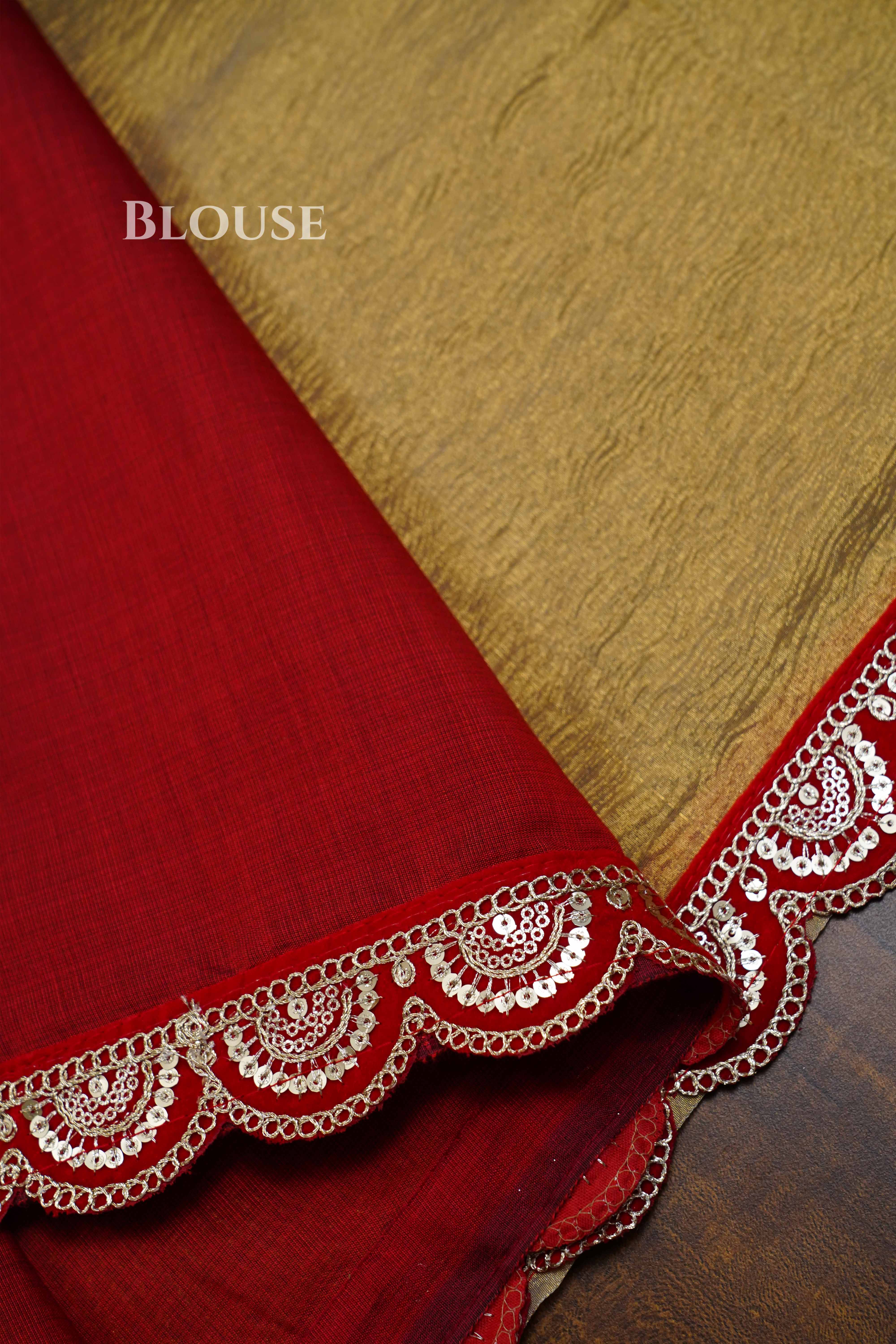 Golden Crush Tissue Saree QUEENS ALMIRAH
