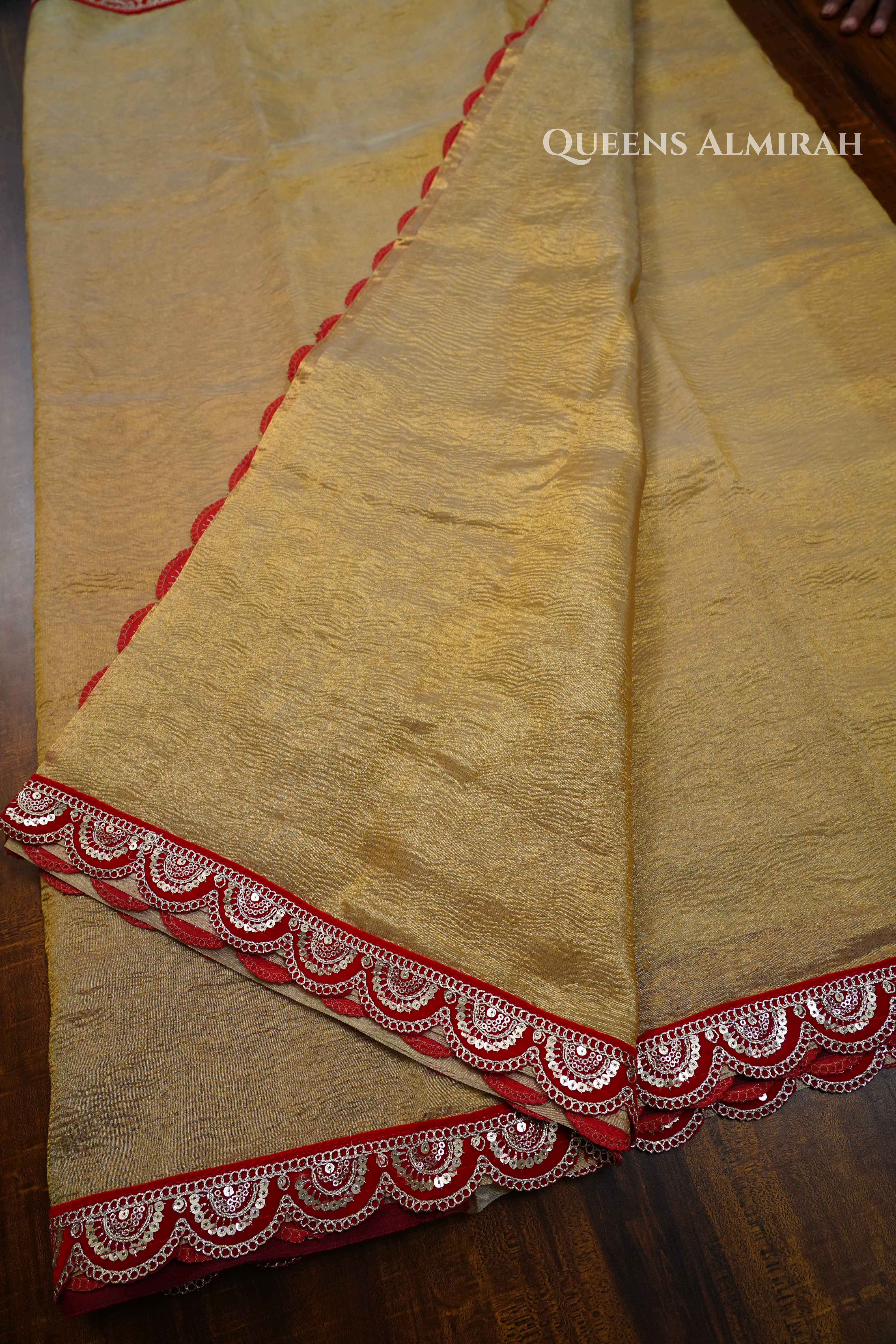 Golden Crush Tissue Saree QUEENS ALMIRAH