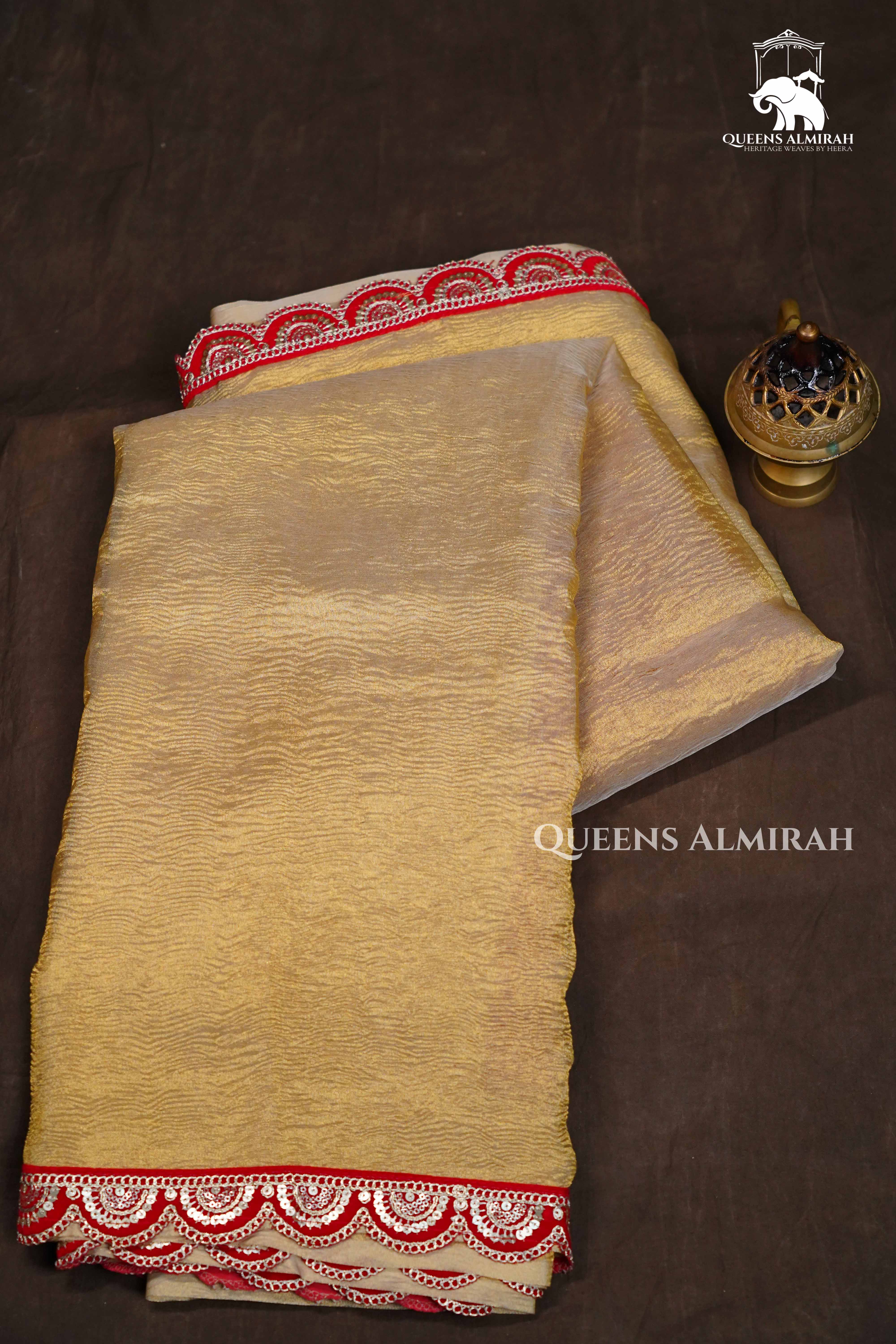 Golden Crush Tissue Saree QUEENS ALMIRAH