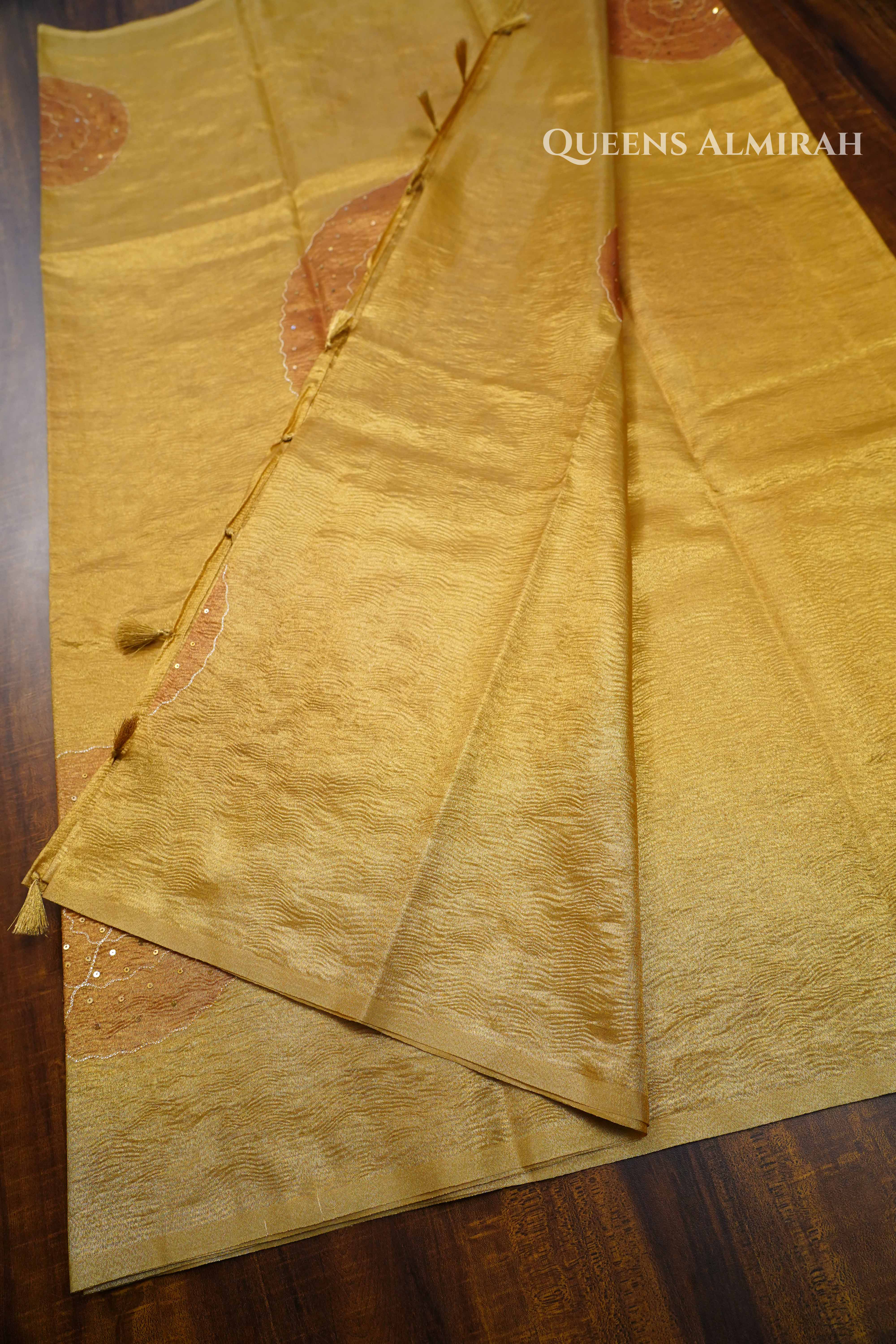 Golden Crush Tissue Silk Saree QUEENS ALMIRAH