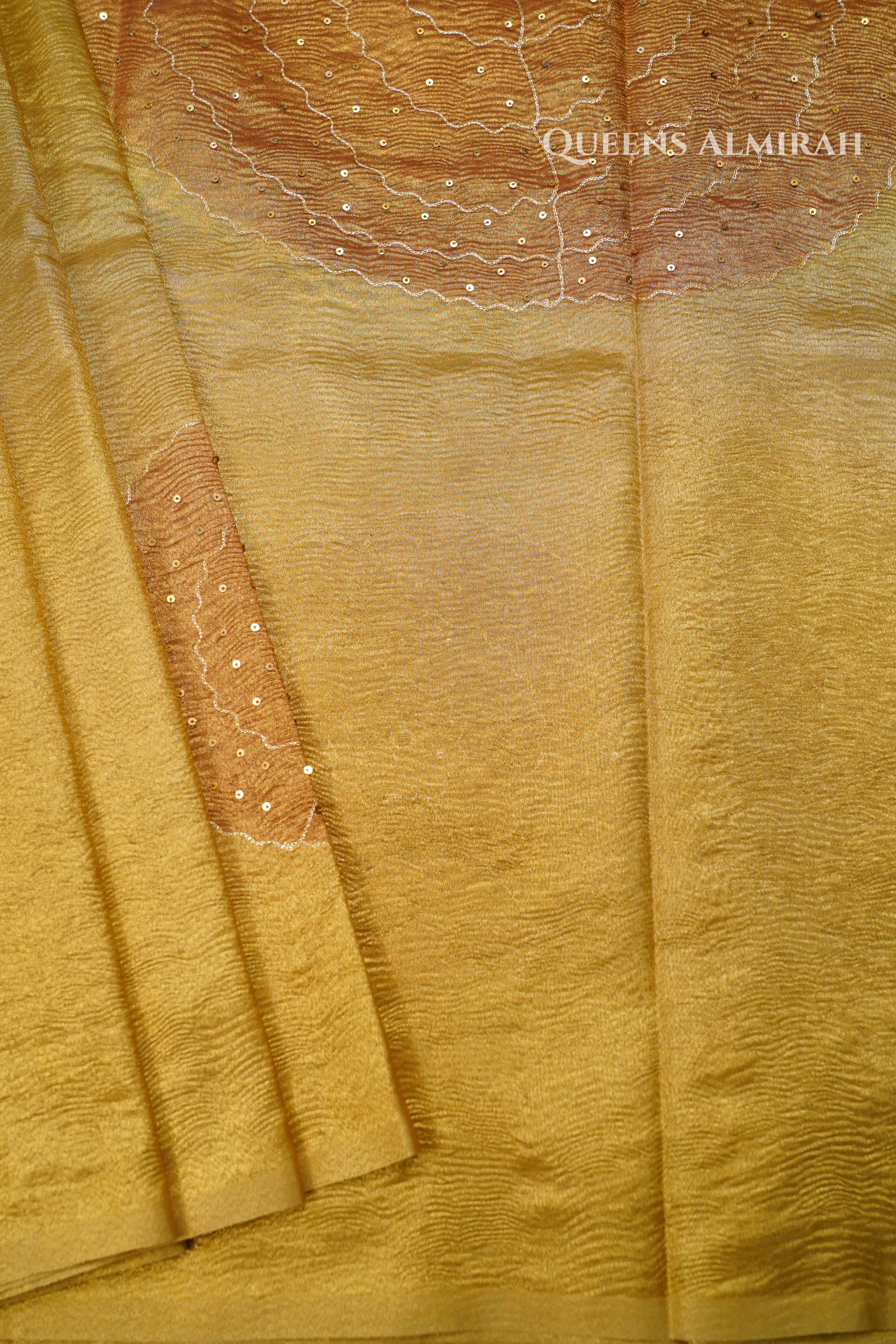 Golden Crush Tissue Silk Saree QUEENS ALMIRAH