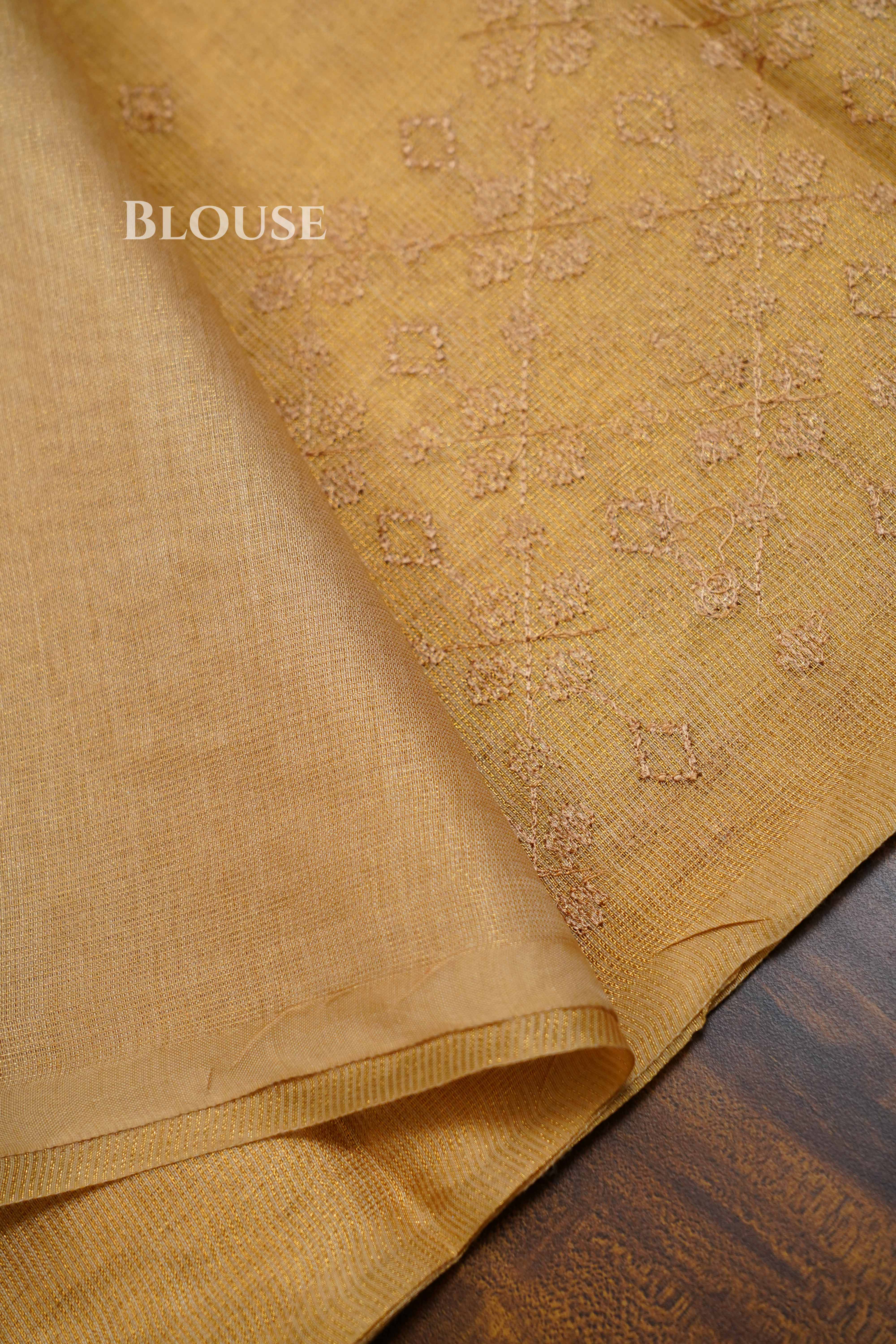 Golden Linen Tissue Saree QUEENS ALMIRAH