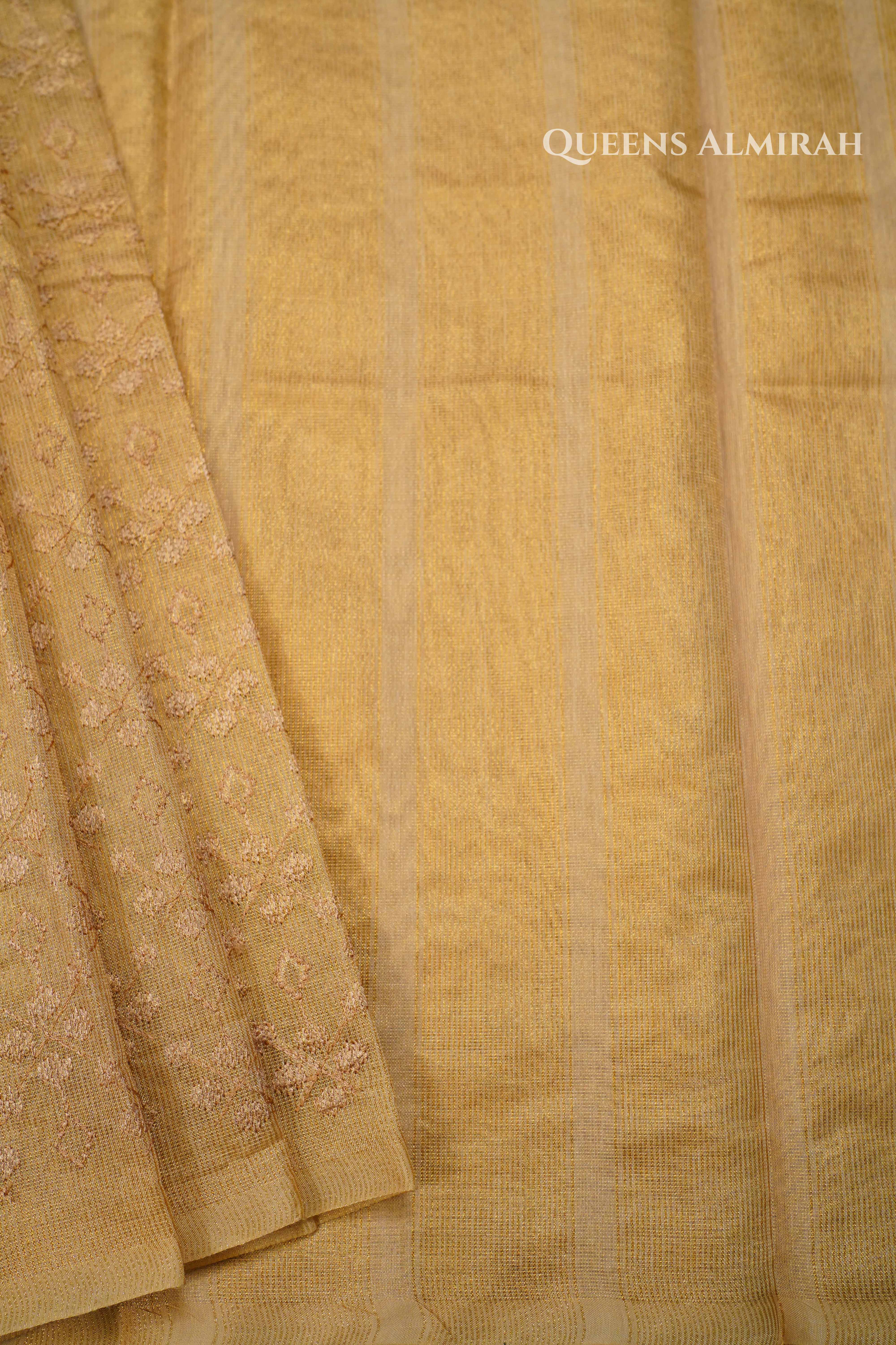 Golden Linen Tissue Saree QUEENS ALMIRAH
