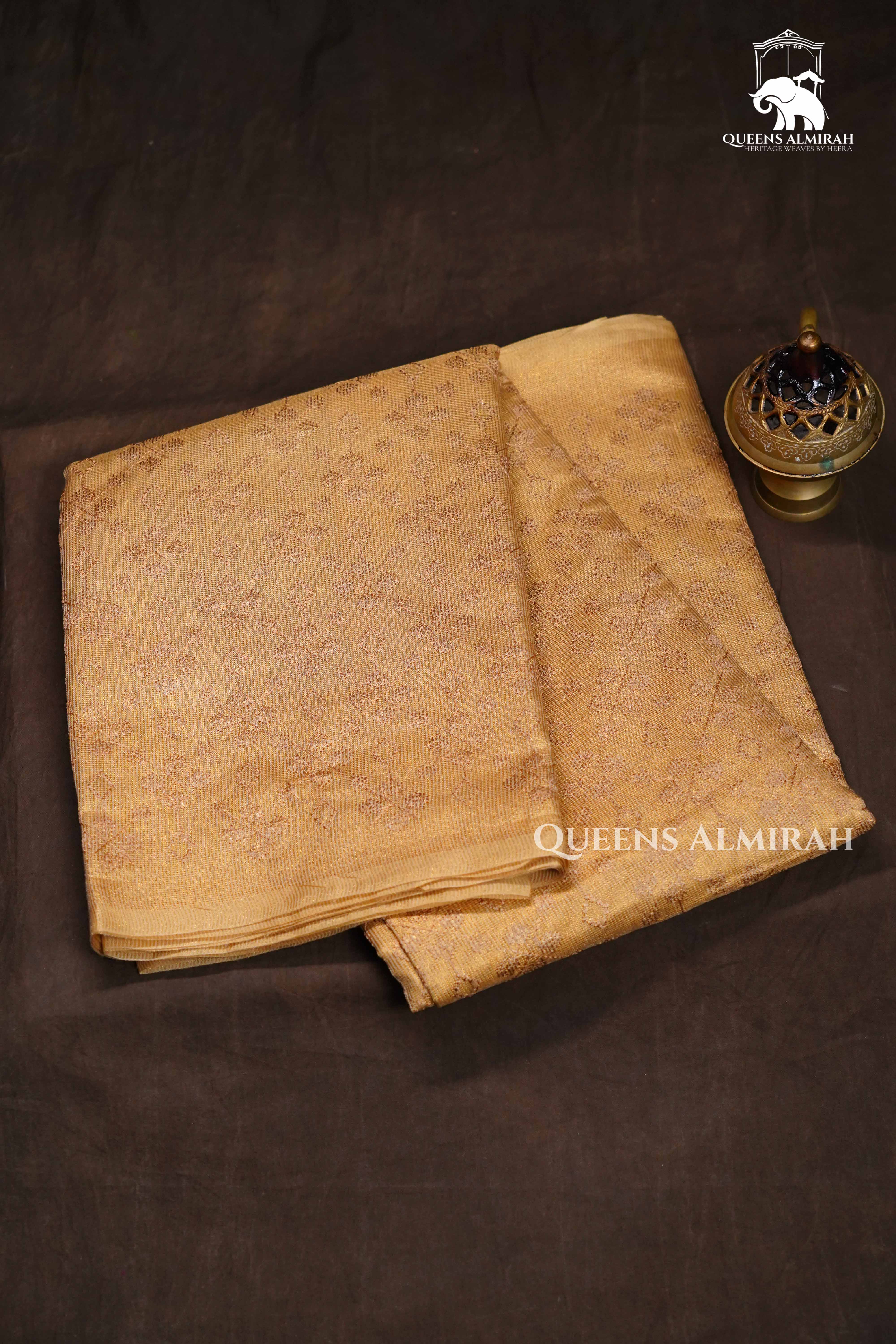 Golden Linen Tissue Saree QUEENS ALMIRAH