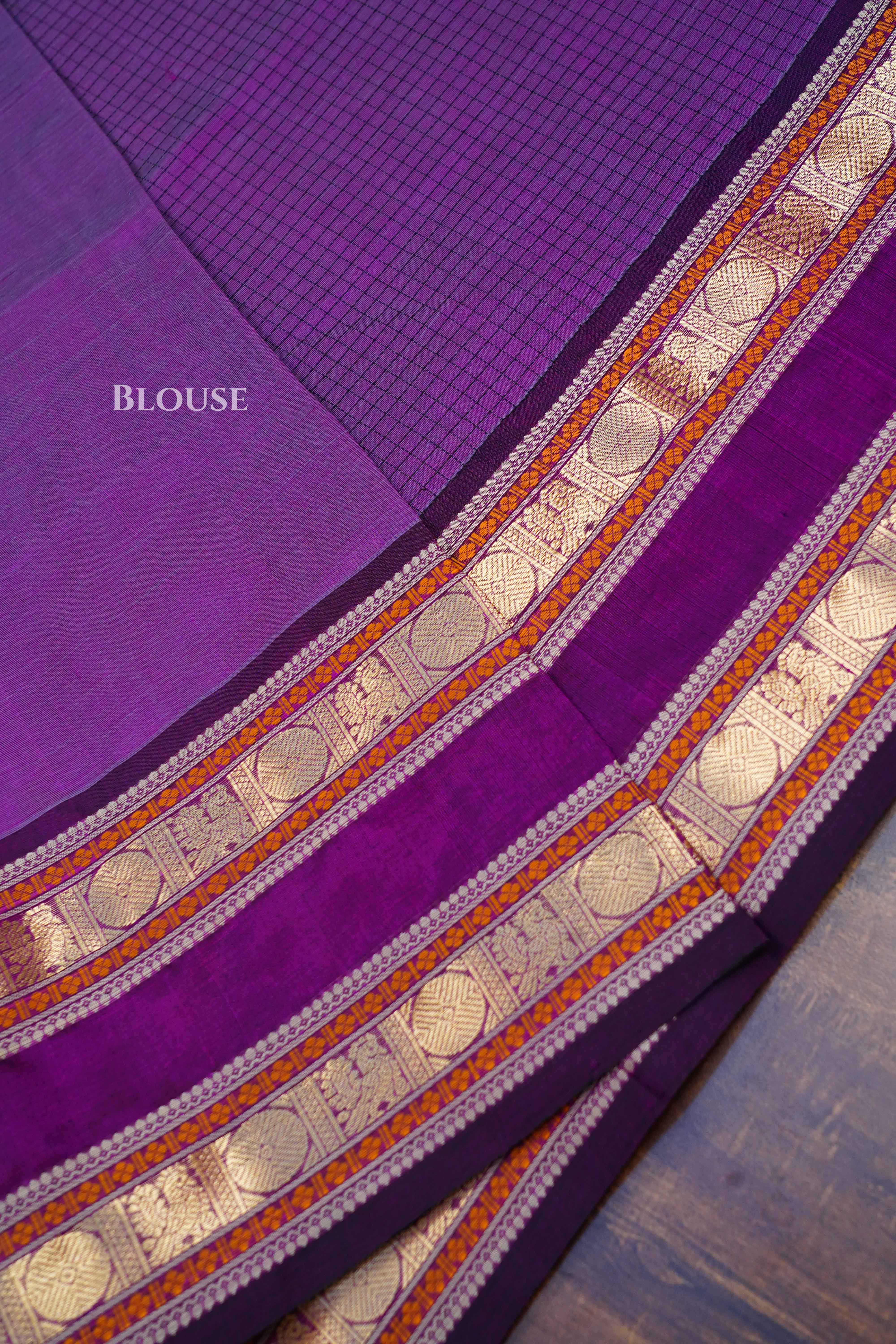 Grape Purple-Karaikudi Chettinad Silk Cotton Saree QUEENS ALMIRAH