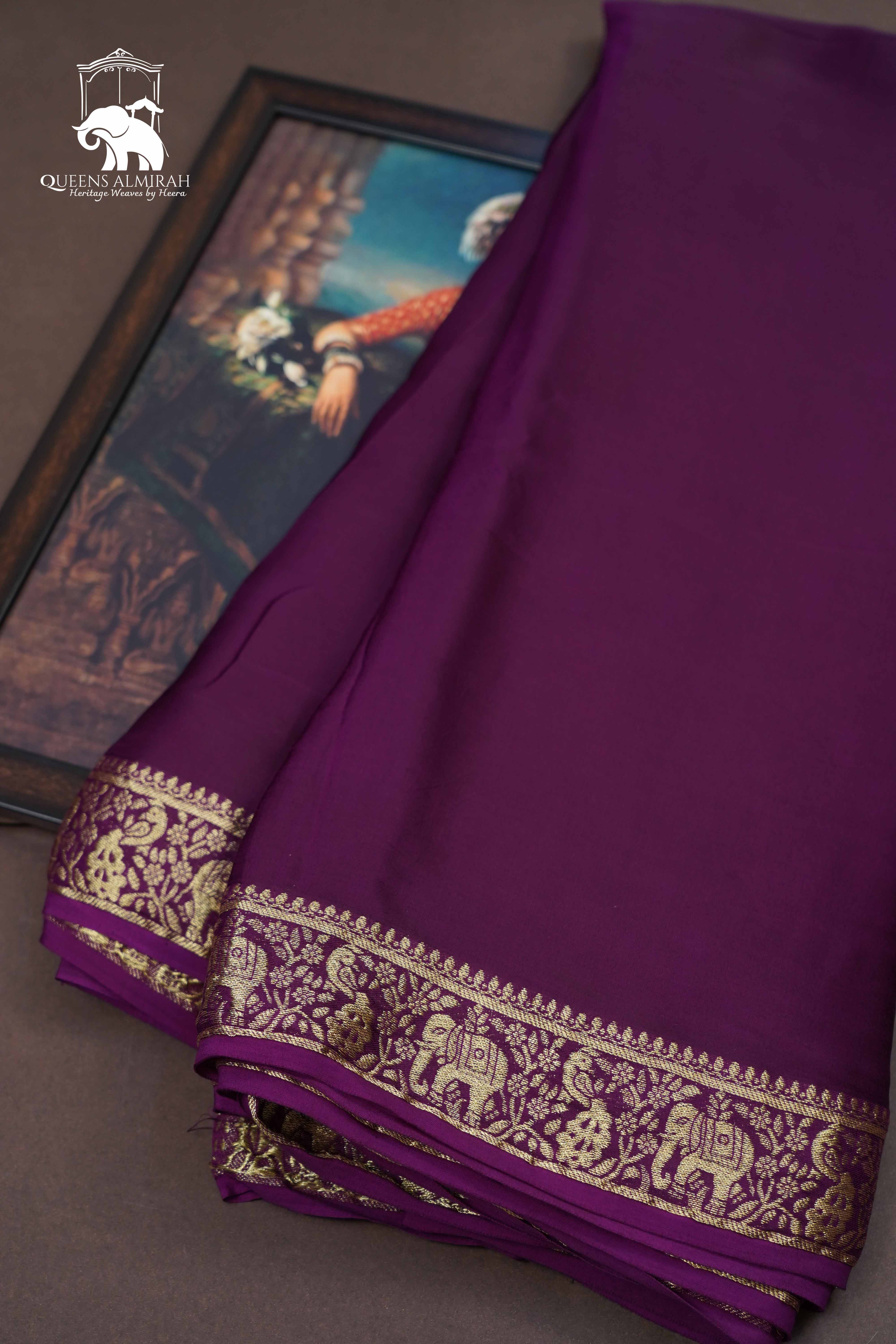 Grape Purple Modal Silk Saree - Queens Jewel Emporium