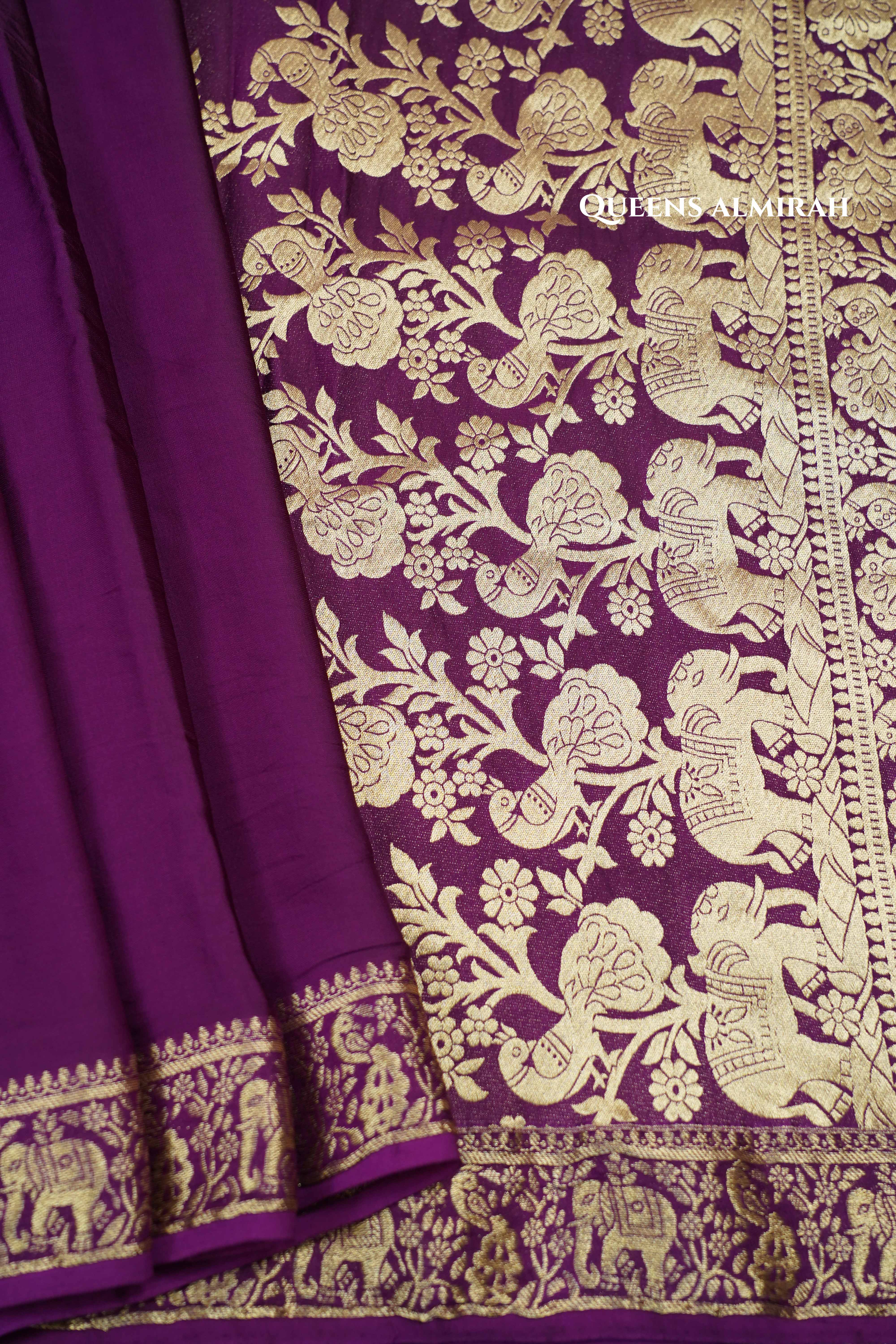 Grape Purple Modal Silk Saree - Queens Jewel Emporium