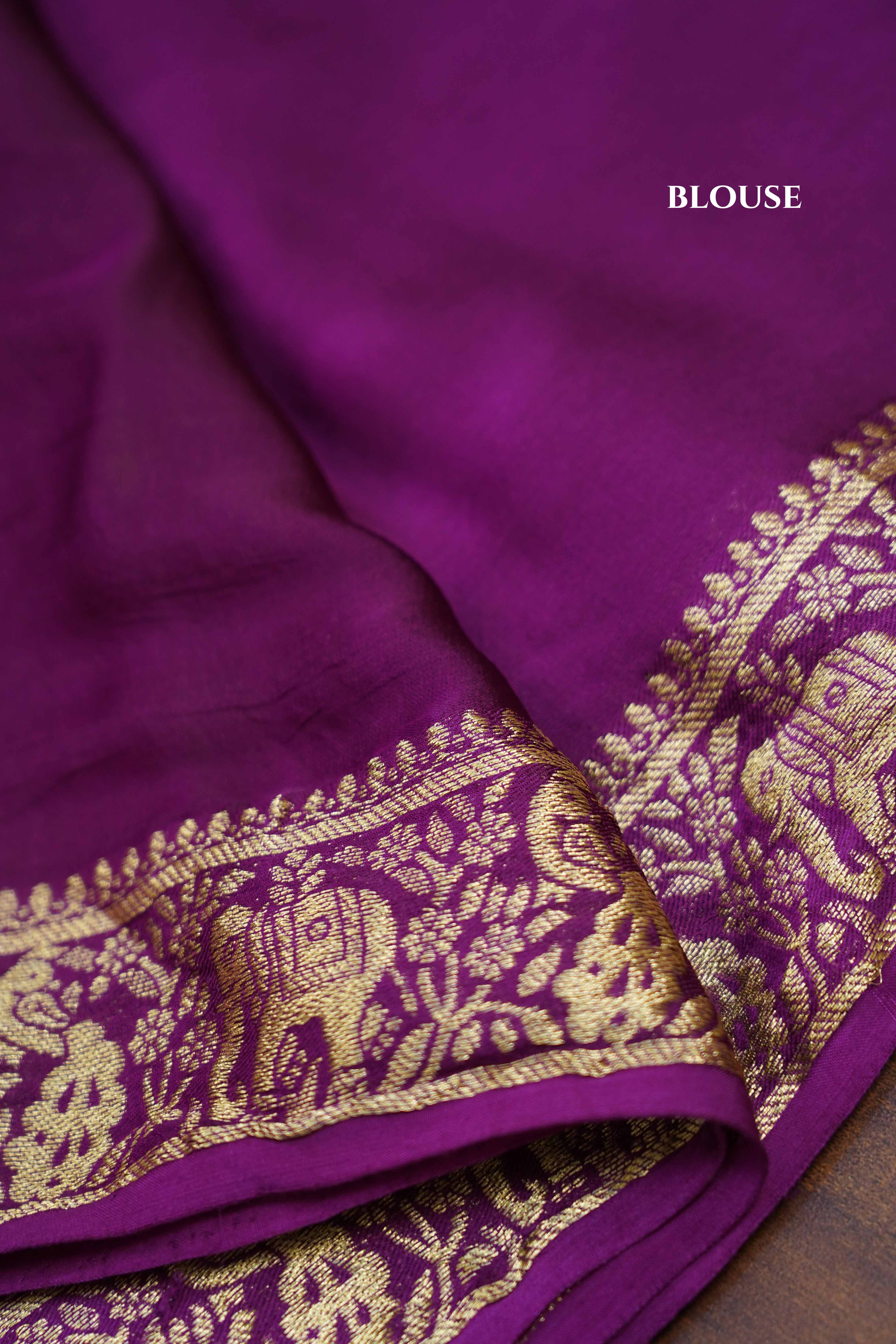 Grape Purple Modal Silk Saree - Queens Jewel Emporium