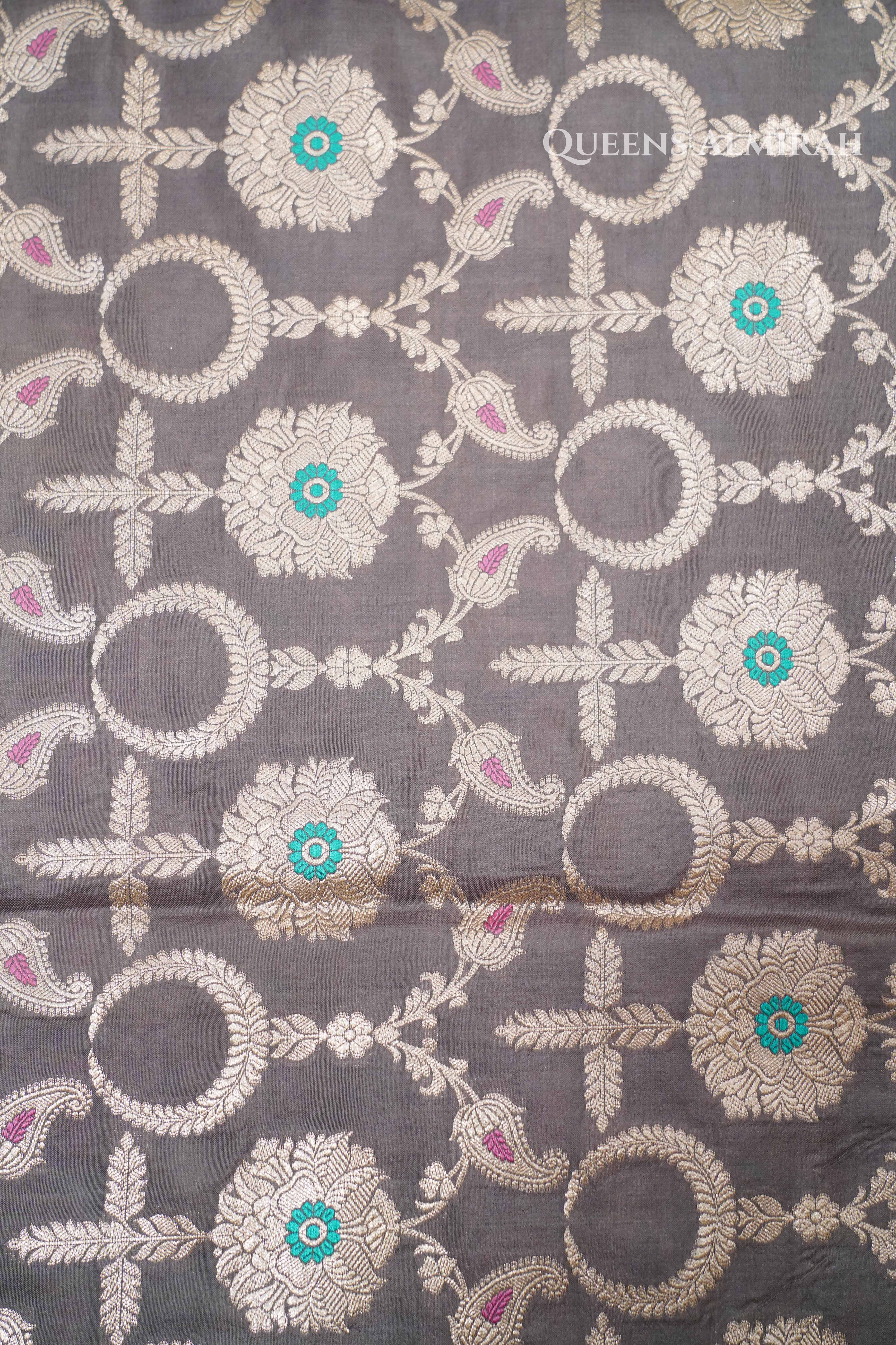 Grey Banarasi Silk Saree QUEENS ALMIRAH