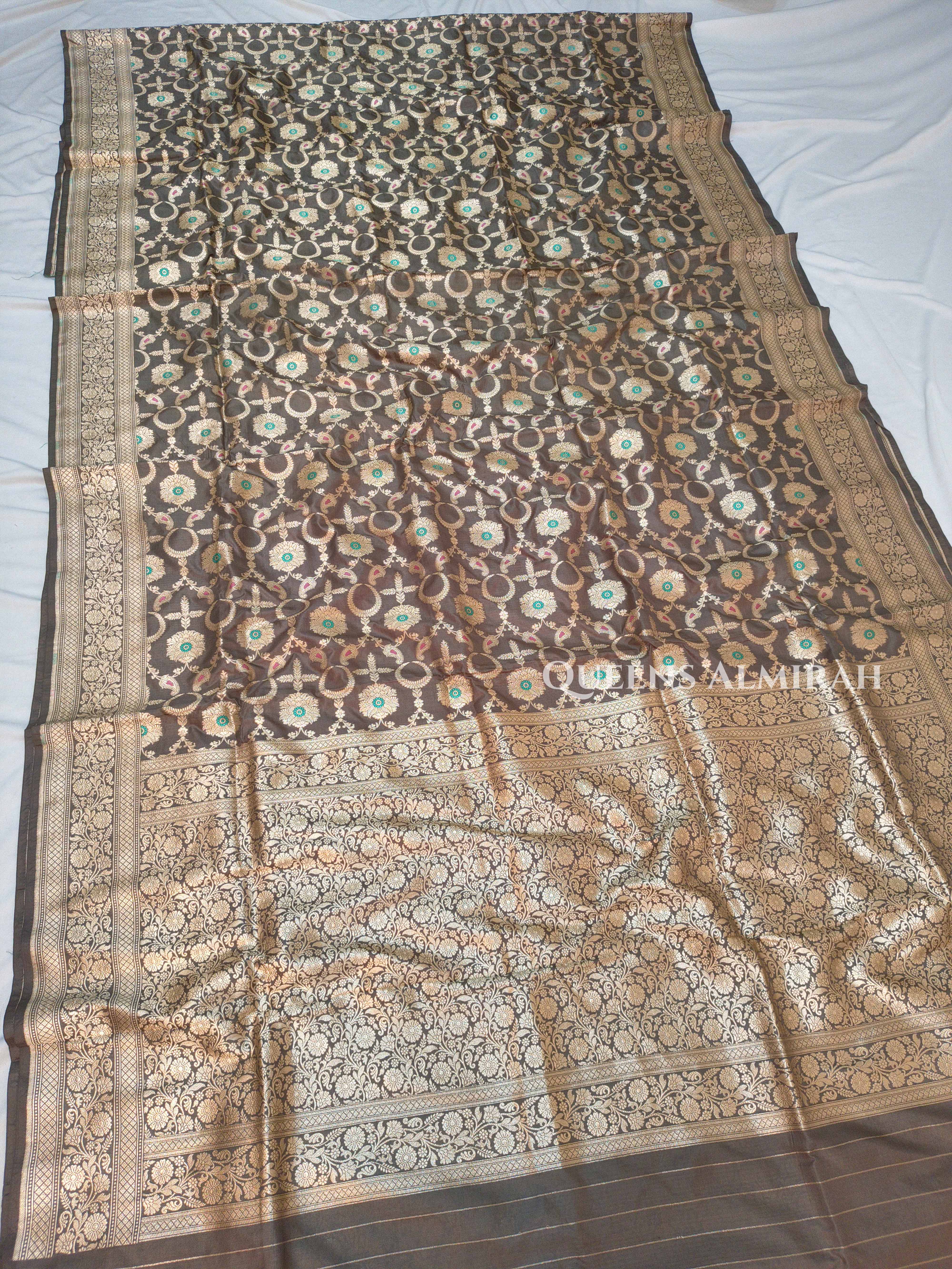 Grey Banarasi Silk Saree QUEENS ALMIRAH