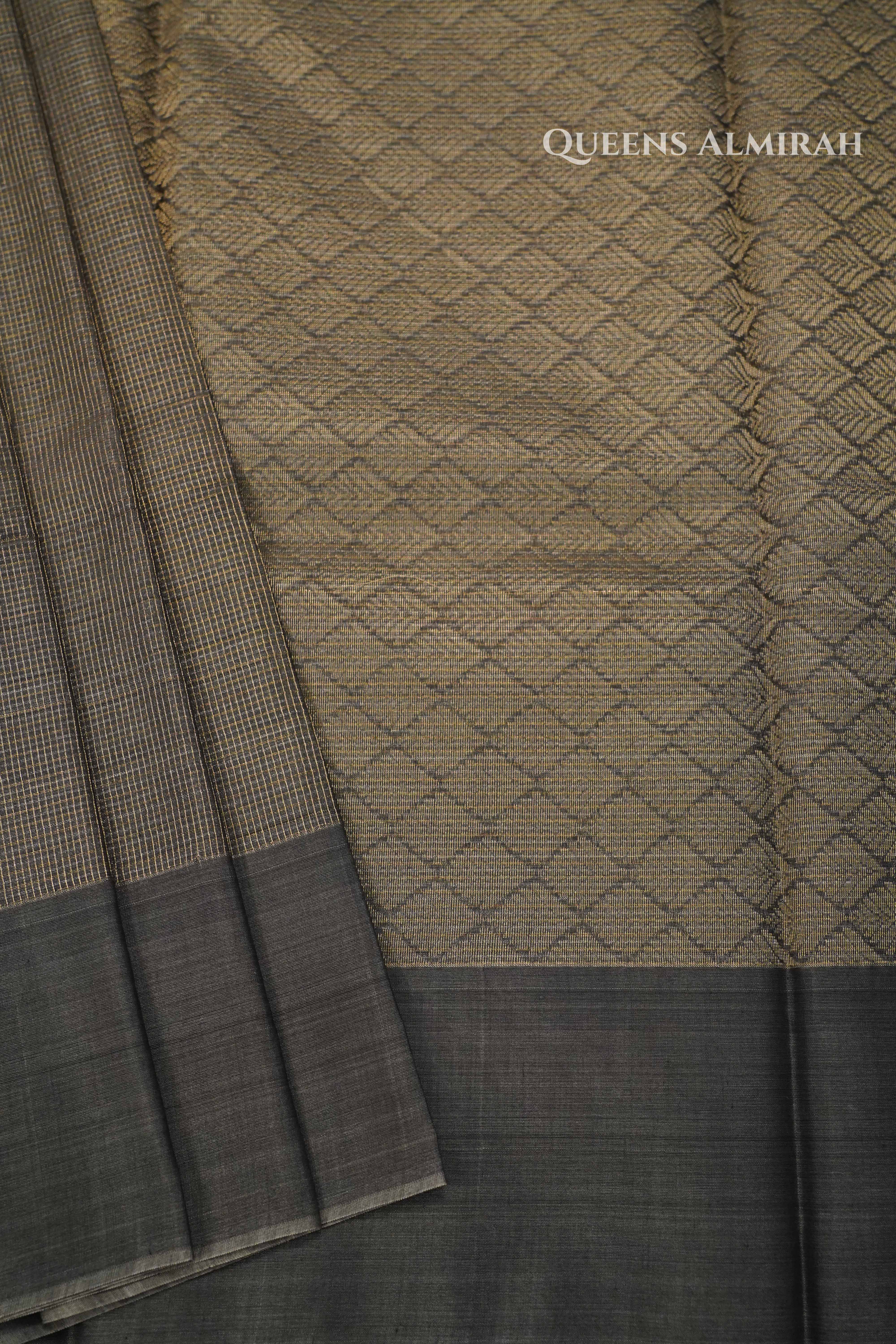 Grey Pure Silk Cotton Saree QUEENS ALMIRAH
