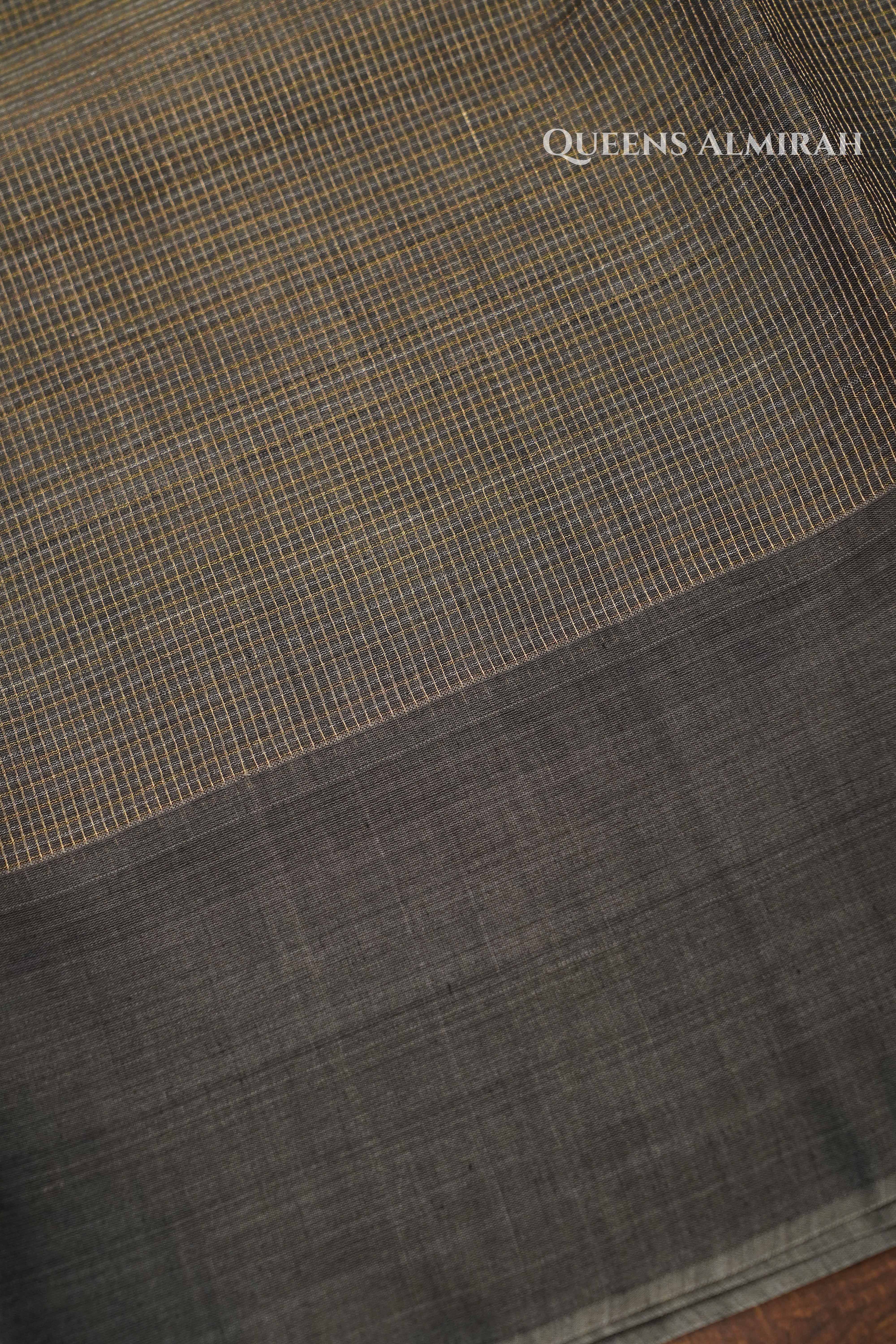 Grey Pure Silk Cotton Saree QUEENS ALMIRAH