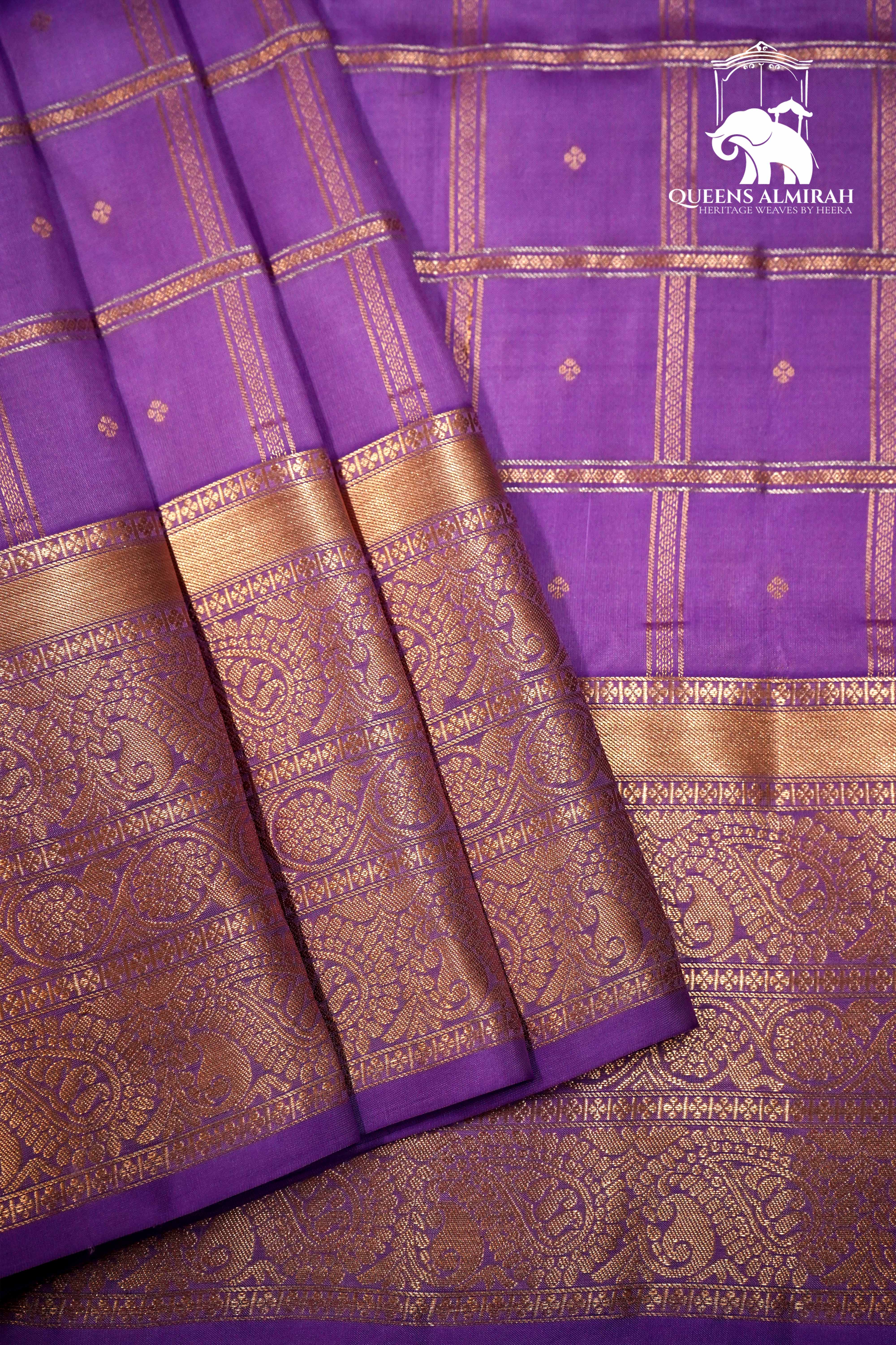 HEATHER PURPLE WITYH WOVEN BORDER SOFT SILK SAREE - Queens Jewel Emporium
