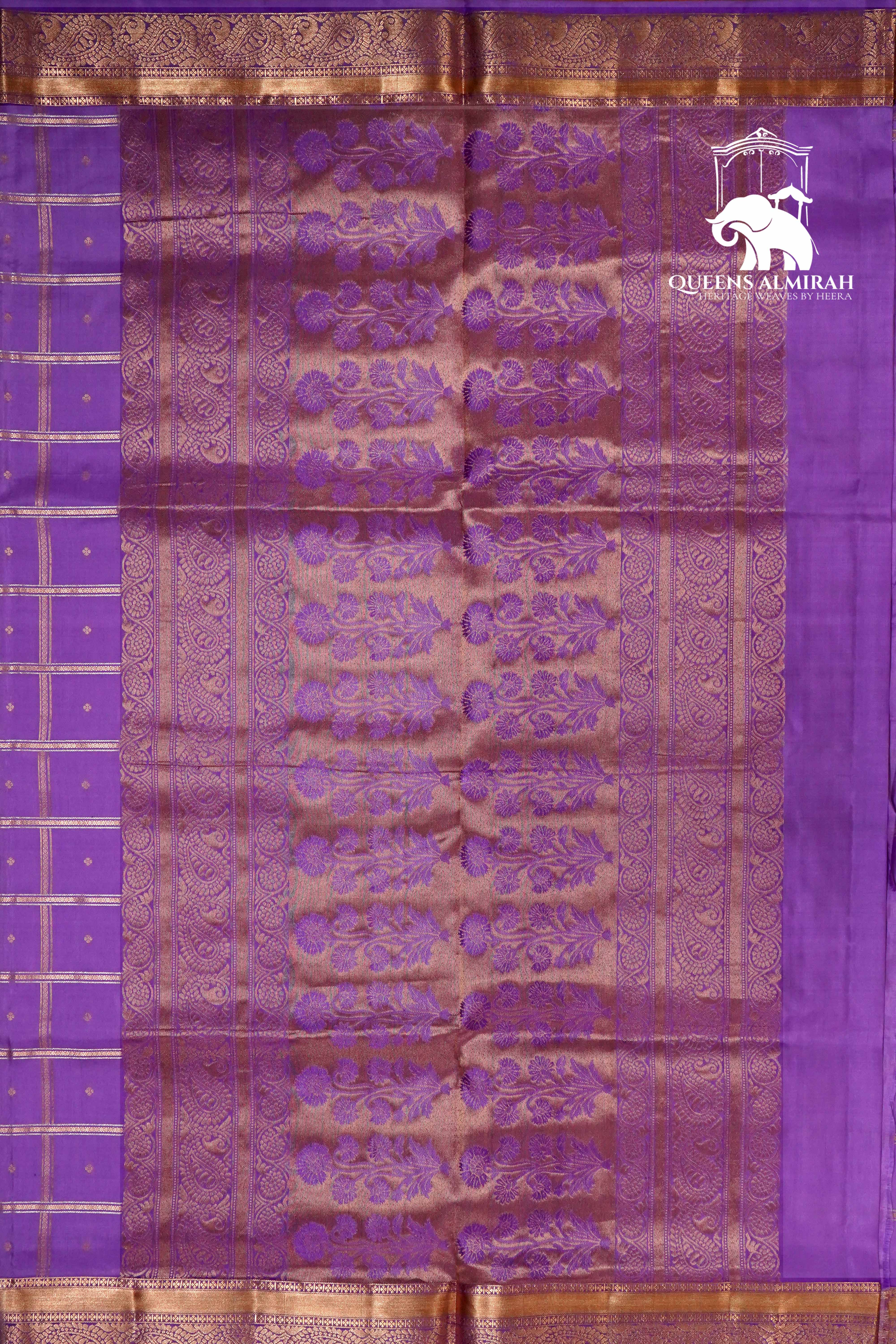 HEATHER PURPLE WITYH WOVEN BORDER SOFT SILK SAREE - Queens Jewel Emporium