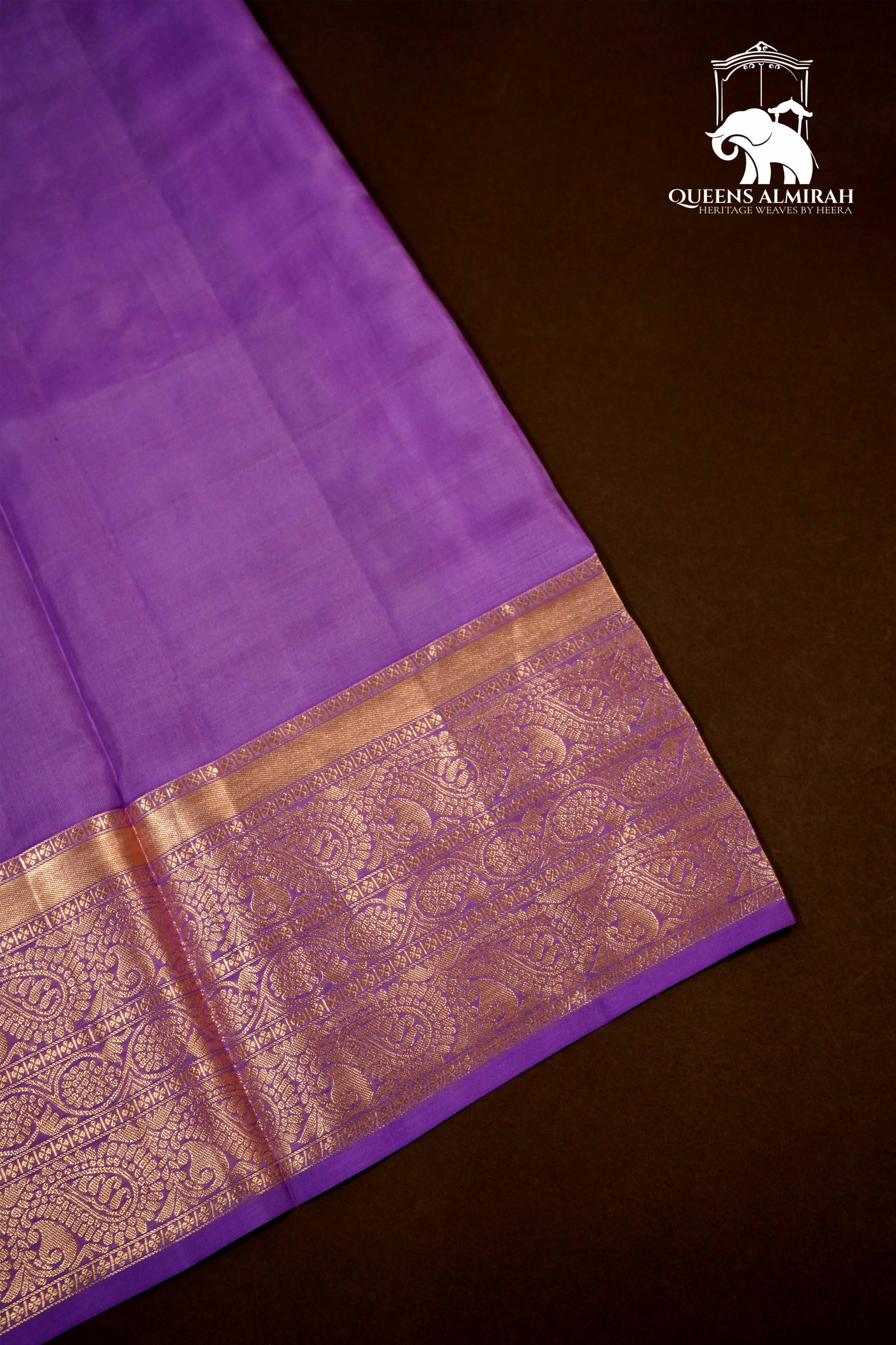HEATHER PURPLE WITYH WOVEN BORDER SOFT SILK SAREE - Queens Jewel Emporium