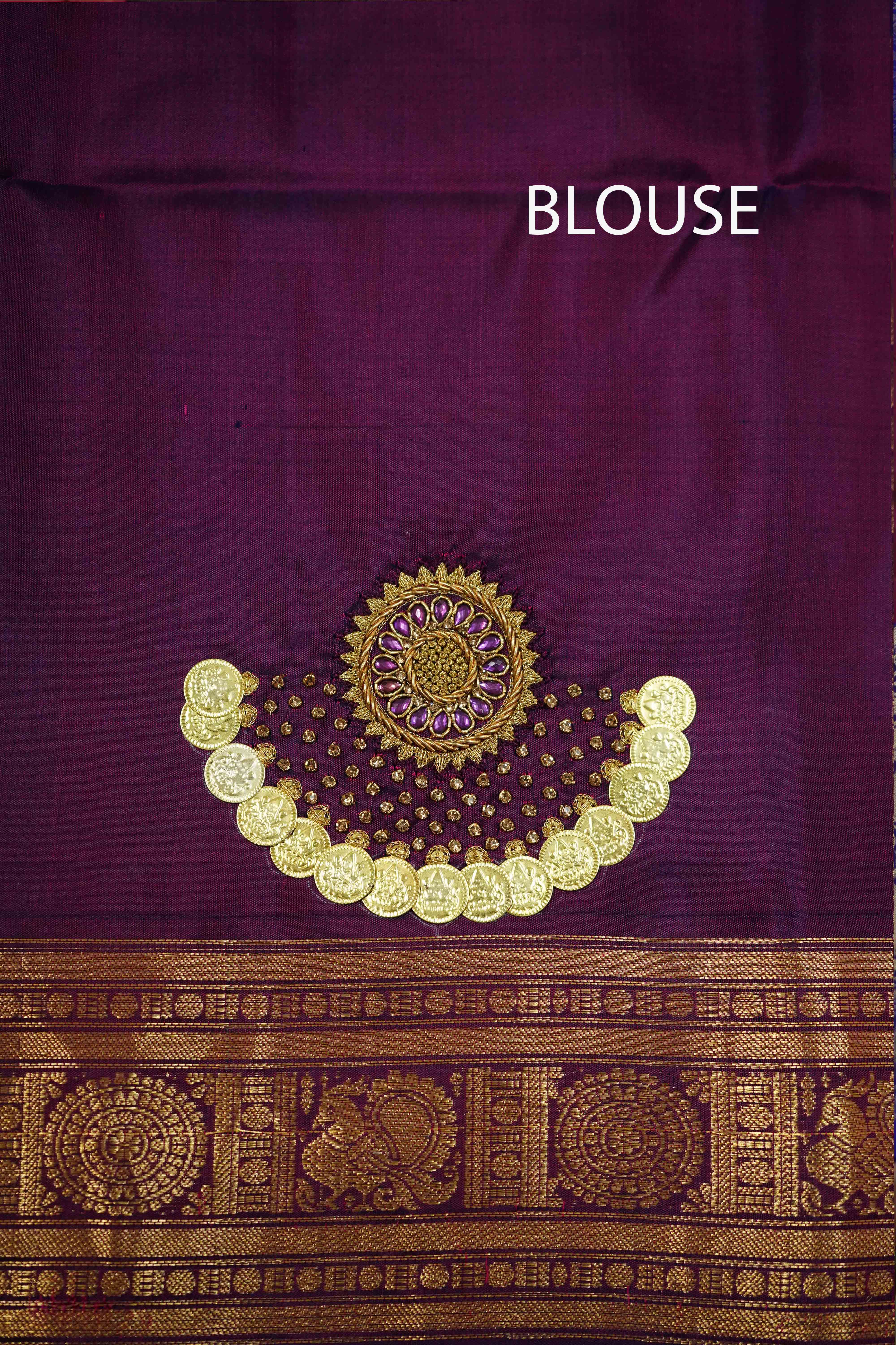 HIBISCUS PINK WITH SALVIA PURPLE DESIGNER SILK SAREE - Queens Jewel Emporium