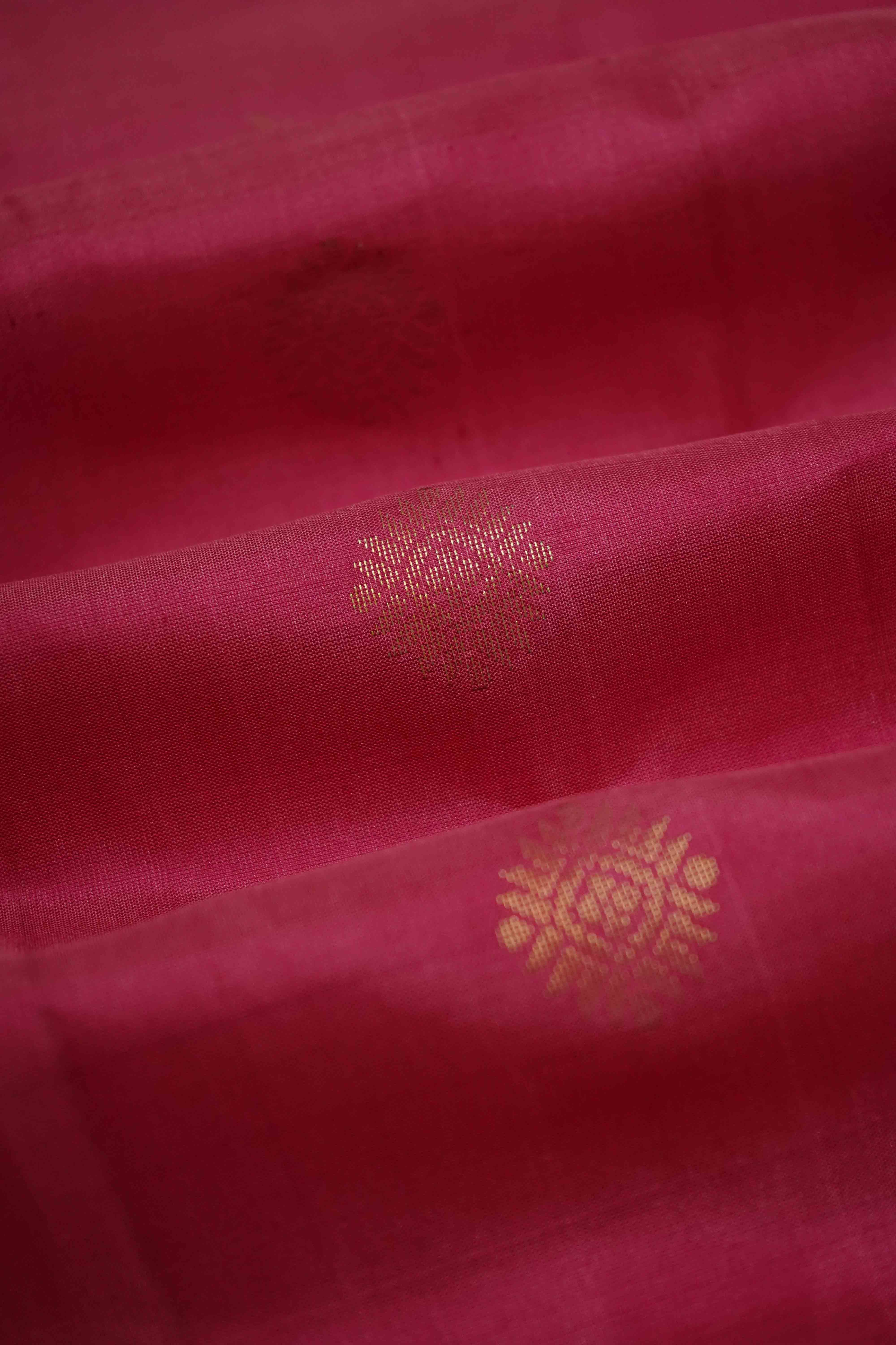 HIBISCUS PINK WITH SALVIA PURPLE DESIGNER SILK SAREE - Queens Jewel Emporium