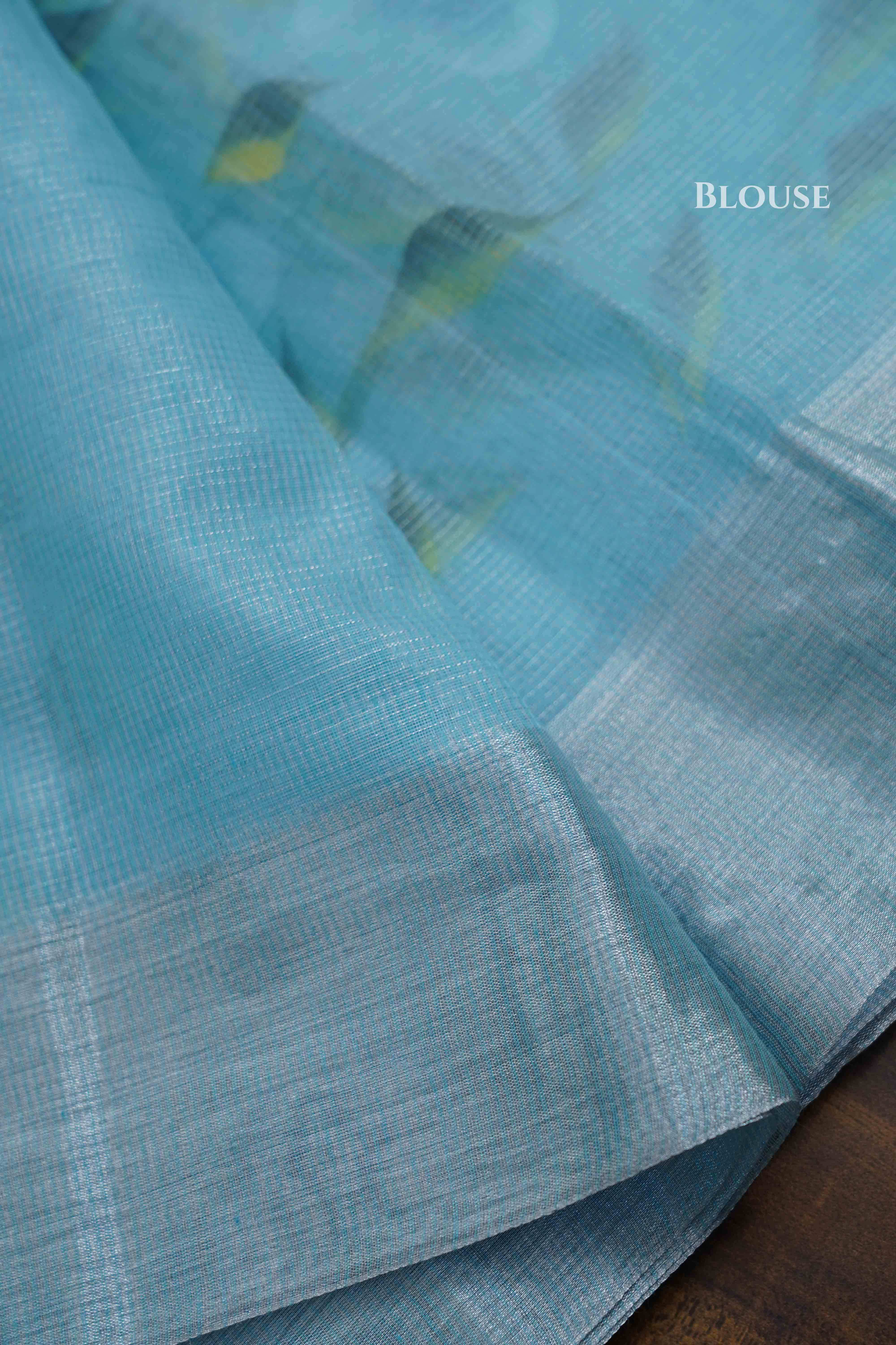 ICE BLUE KOTA TISSUE SAREE - Queens Jewel Emporium