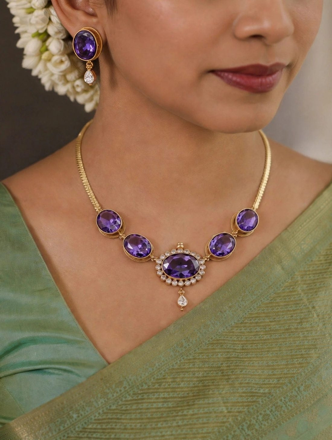 Chamundi Devi Necklace - Purple