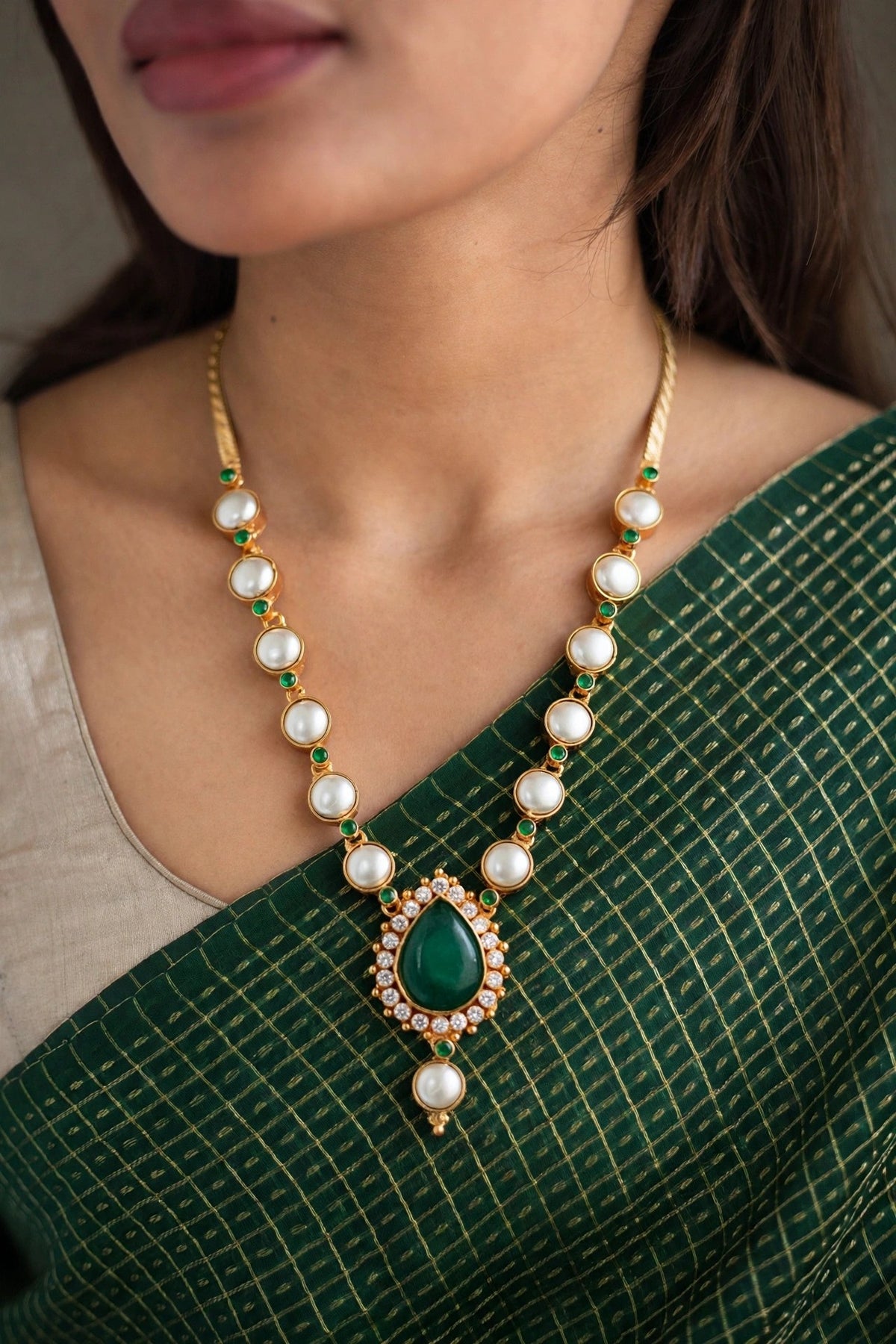 Kosalai Pearl Necklace - Green