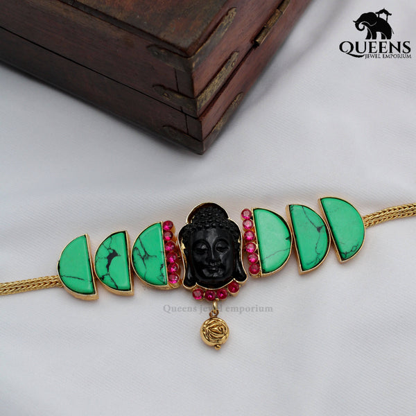 GAUTHAMI CHOKER NECKLACE GREEN - Queens Jewel Emporium