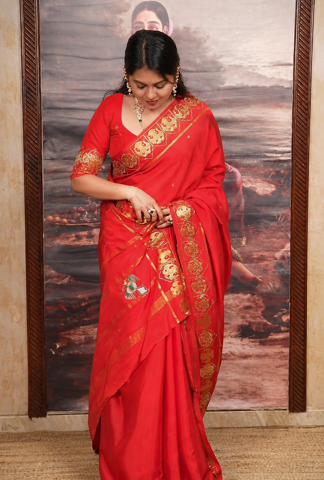 Red Designer Pure Mysore Silk Saree