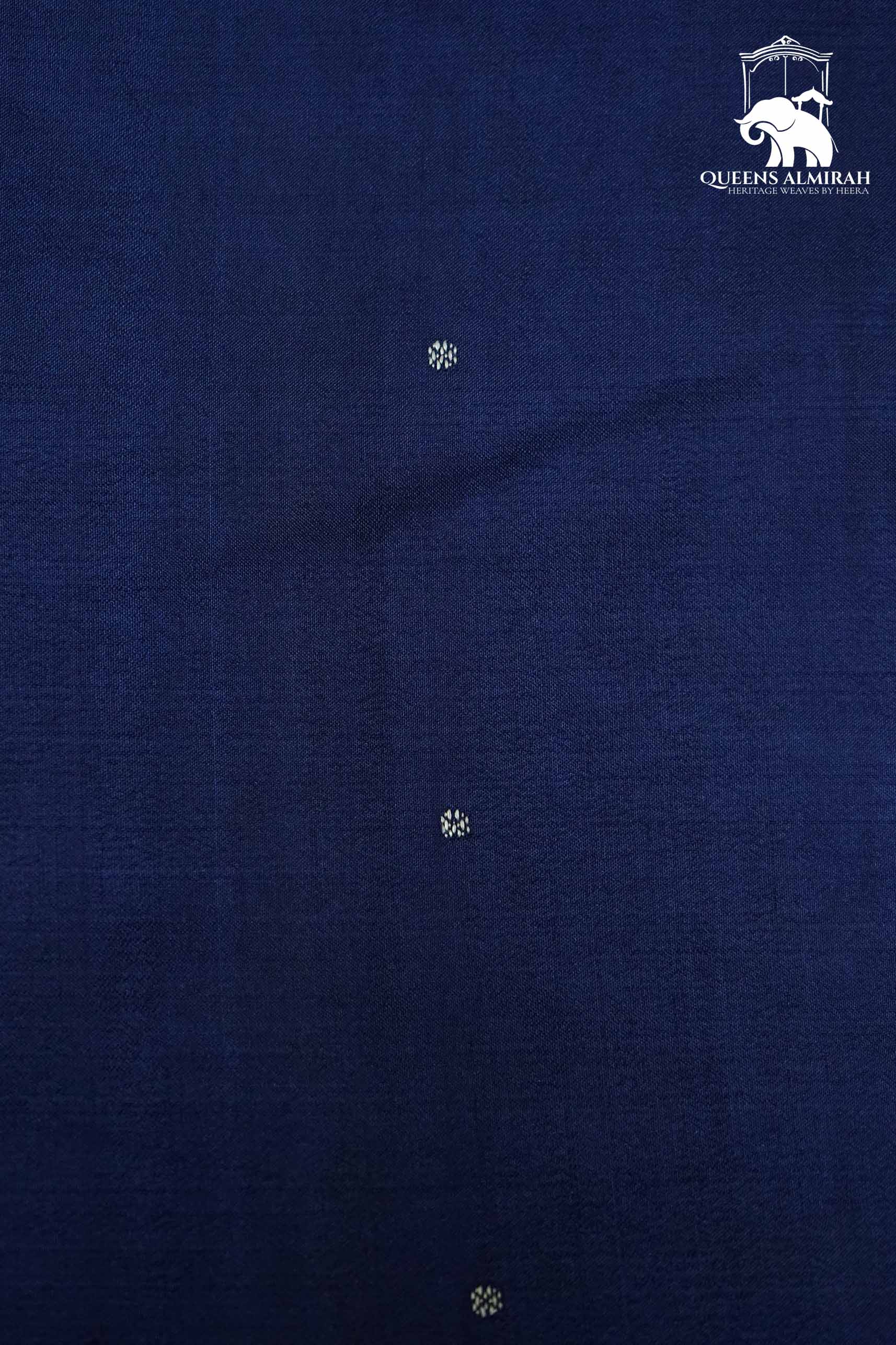 INDIGO BLUE WITH OLIVE GREEN MULBERRY SILK SAREE - Queens Jewel Emporium