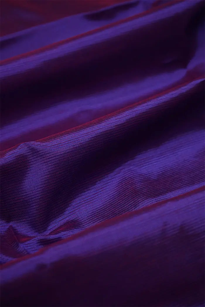 INDIGO LAVENDER WITH WOVEN BORDER MANGALGIRI SAREE - Queens Jewel Emporium