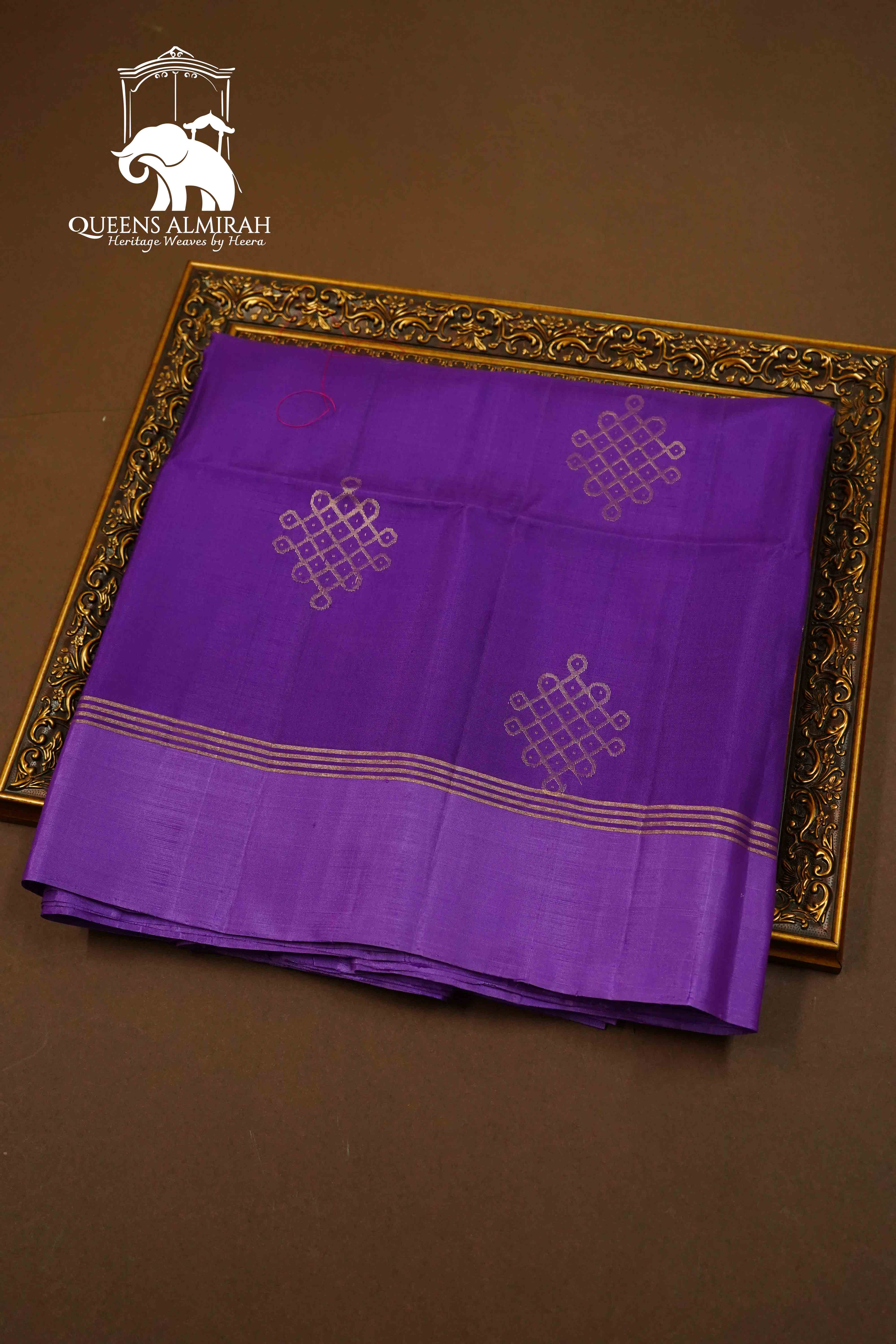 INDIGO PURE KANCHI SOFT SILK SAREE - Queens Jewel Emporium