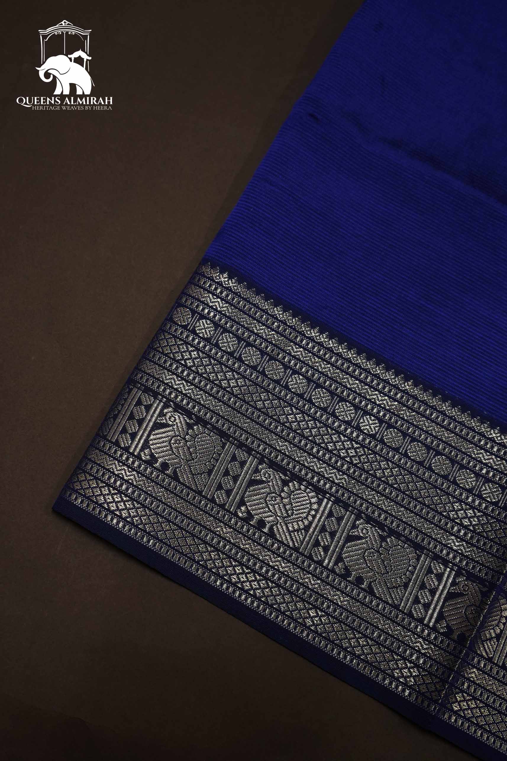 INDIGO VIOLET WITH WOVEN BORDER MANGALGIRI SAREE - Queens Jewel Emporium