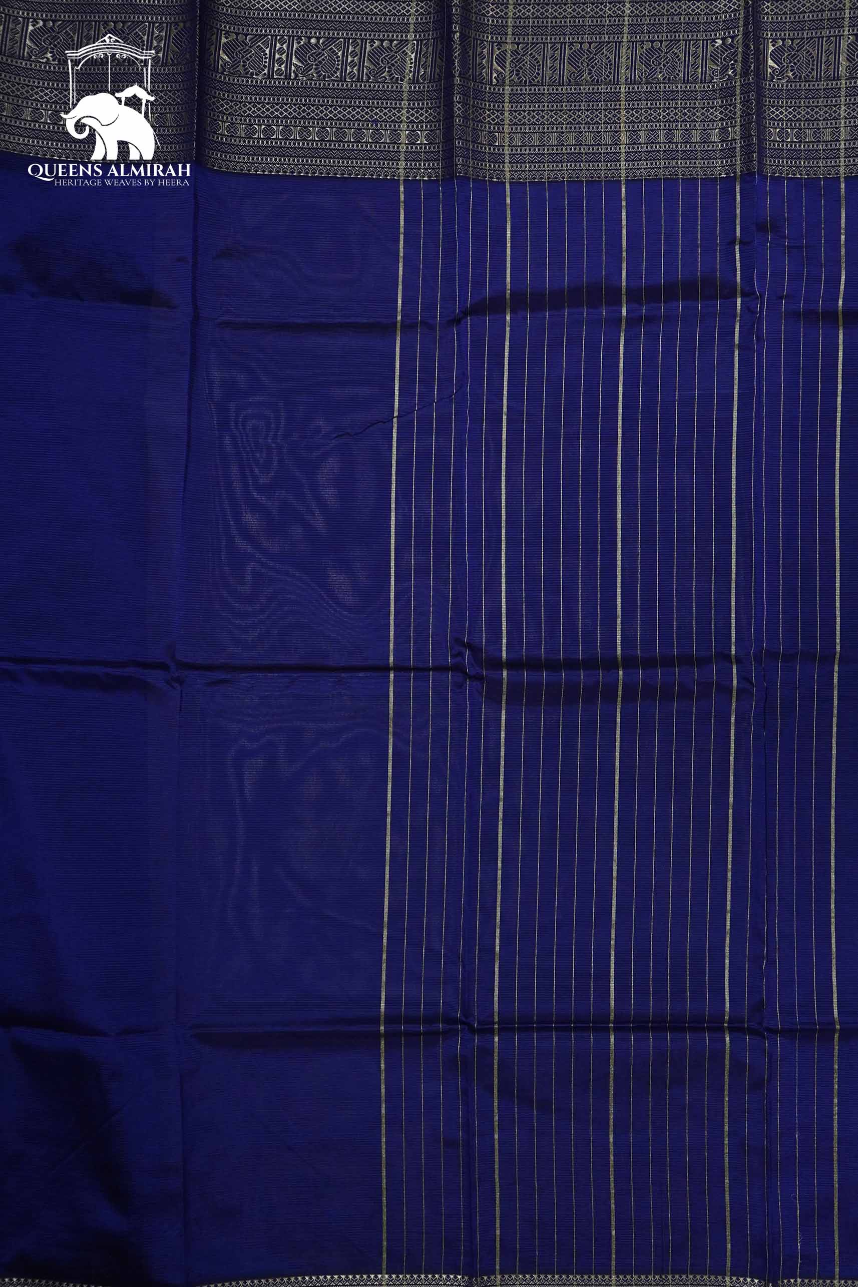 INDIGO VIOLET WITH WOVEN BORDER MANGALGIRI SAREE - Queens Jewel Emporium