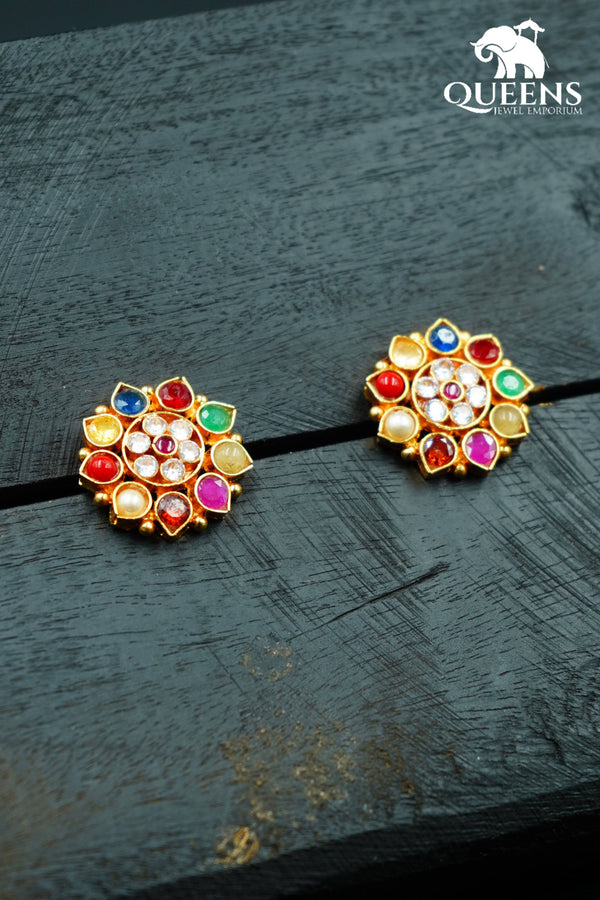 SINDHYA NAVARATNA EARRINGS - Queens Jewel Emporium