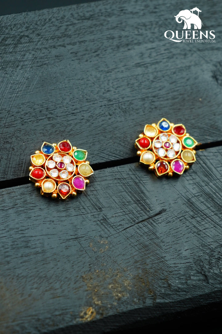 SINDHYA NAVARATNA EARRINGS - Queens Jewel Emporium