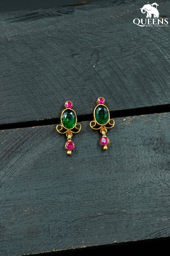 KAYAL SIMPLE STUD - GREEN - Queens Jewel Emporium