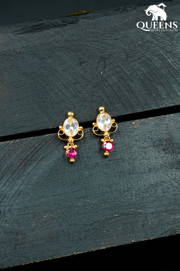 KAYAL SIMPLE STUD - WHITE - Queens Jewel Emporium