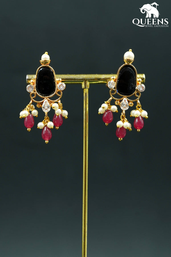 THIYA PEARL EARRINGS - BLACK - Queens Jewel Emporium
