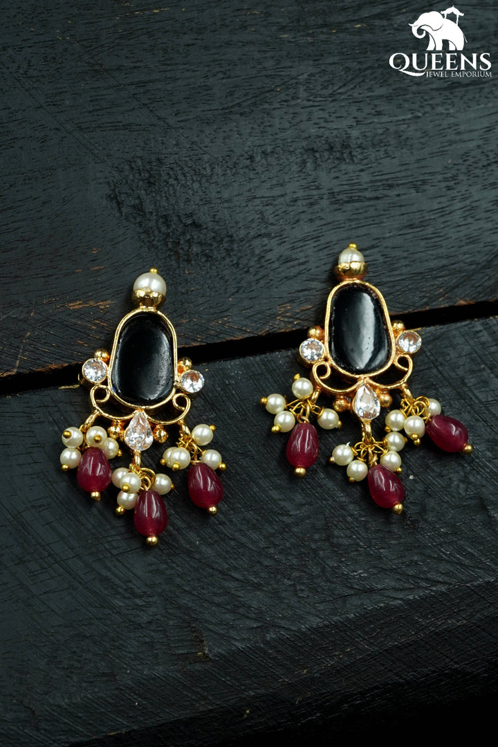 THIYA PEARL EARRINGS - BLACK - Queens Jewel Emporium