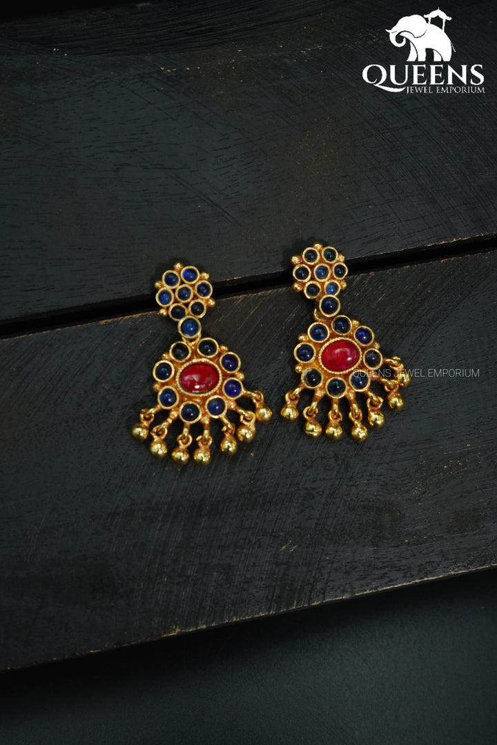 PADHAKAM EARRINGS - BLUE SMALL - Queens Jewel Emporium